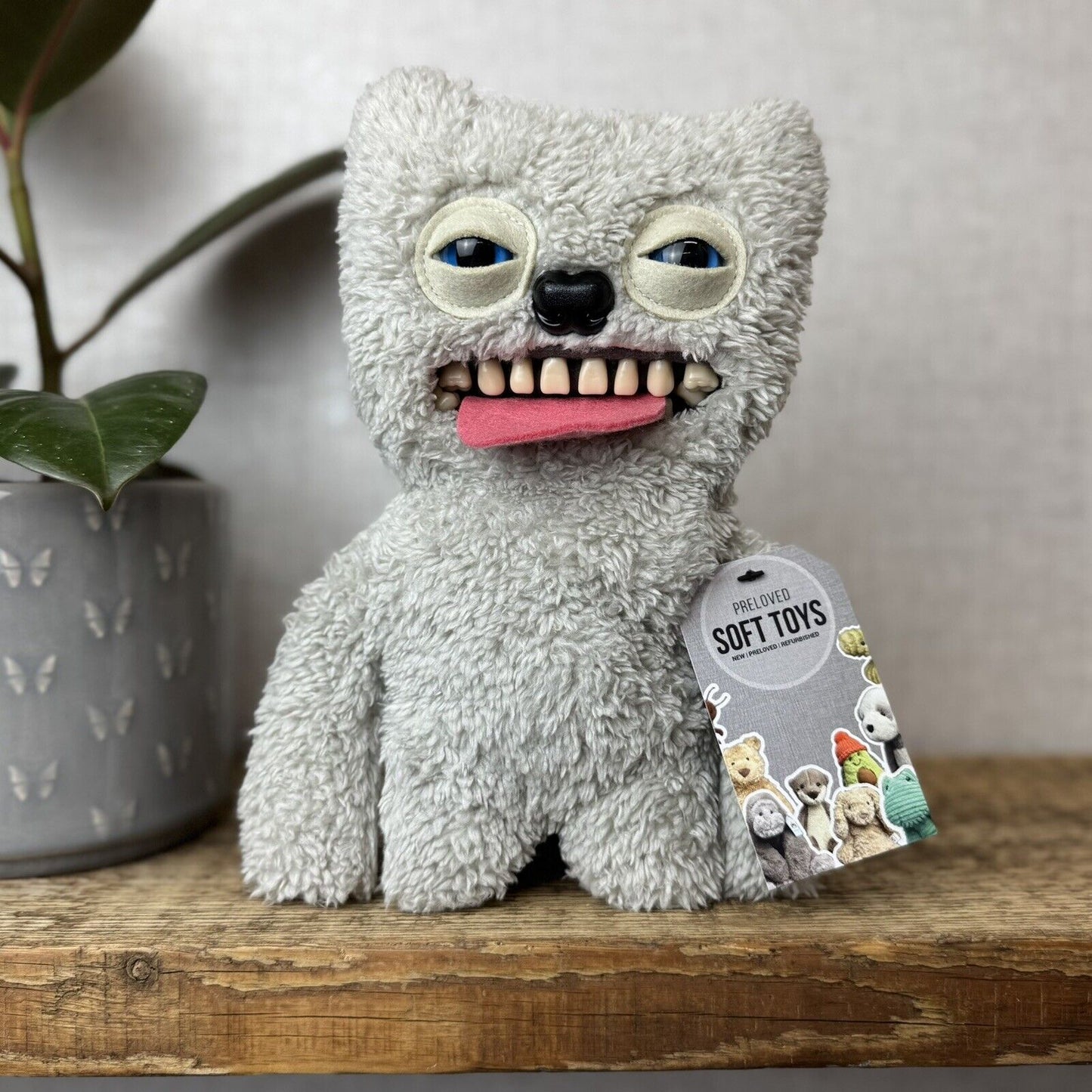 Fuggler - Sir Belch Snuggler - Fluffy Grey Monster Tongue Out Collectible Grey