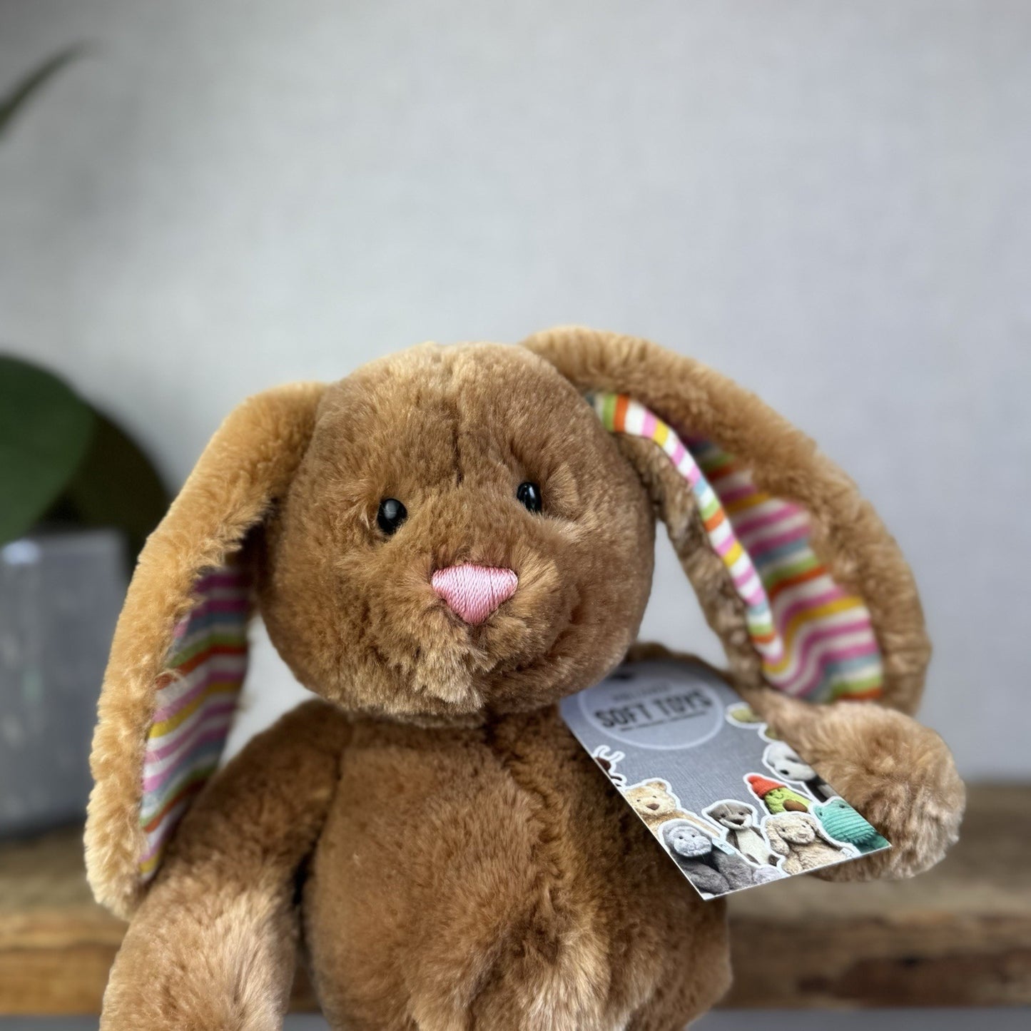GUND Hoppy Days Floppity Bunny Rabbit 320014 Multi Striped Paws/Ears Beanie 12”