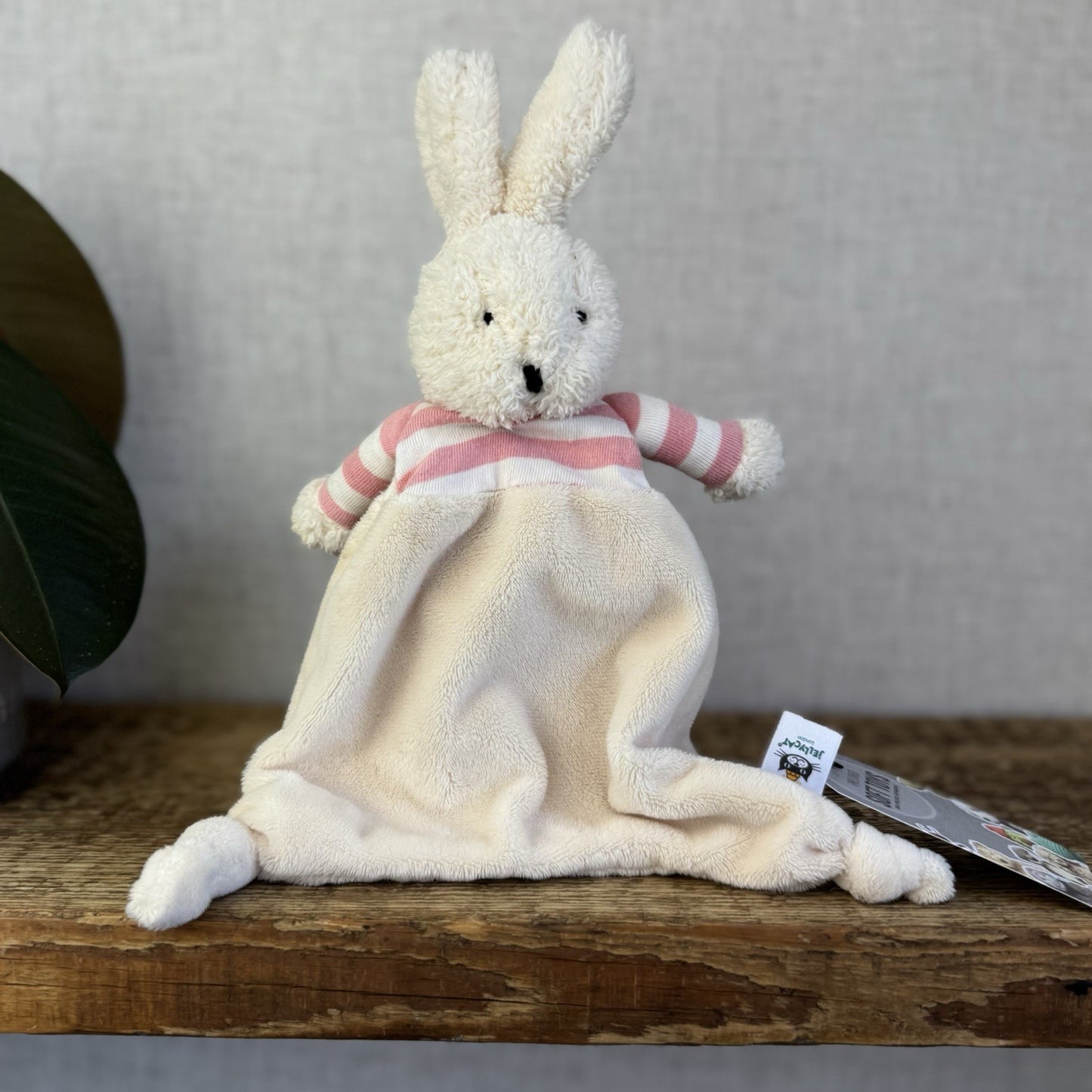 Jellycat Bredita Bunny Soother - Pink Striped Soother Rabbit Snuggle Blanket