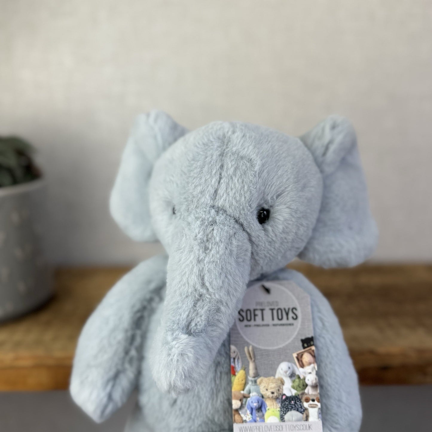 Jellycat Medium Snugglet Bobbie Elephant - Blue Super Soft Retired Elephant 14”