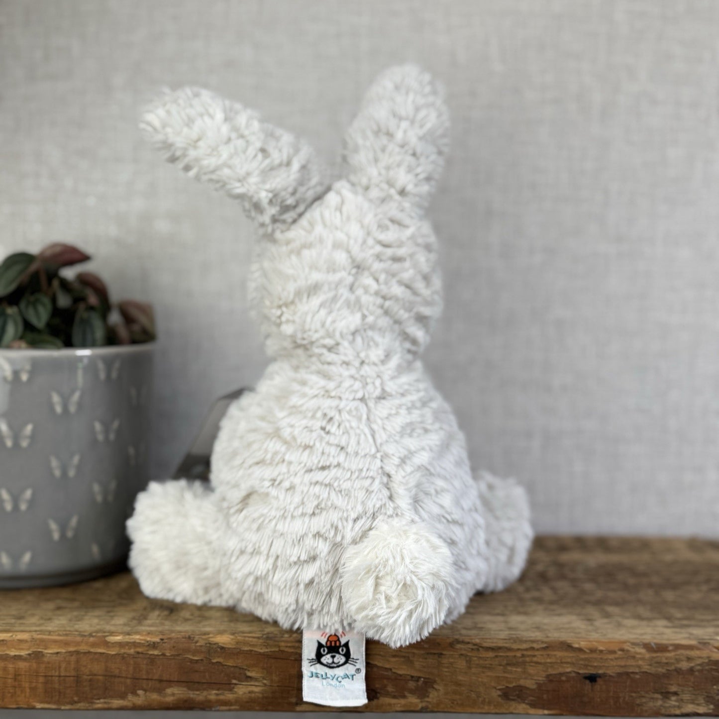 Jellycat Medium Fuddlewuddle Grey Bunny Rabbit - Texture Sitting Bunny 9” Rare