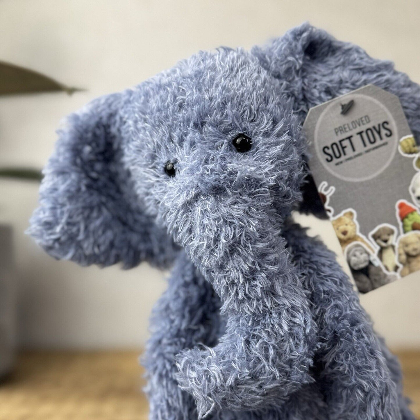 Jellycat Wild Thing Elephant - Light Blue Curly Long Legs Elephant Beanie Plush
