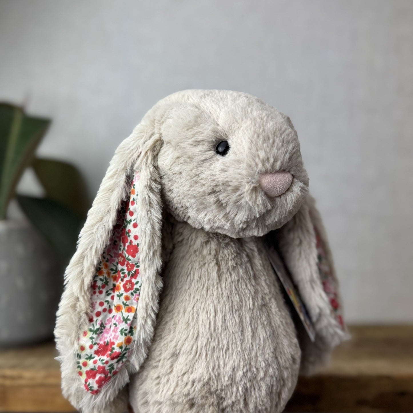 Jellycat Medium Bashful Beige Posy Blossom Bunny - Beige Bunny Floral Ears 12”