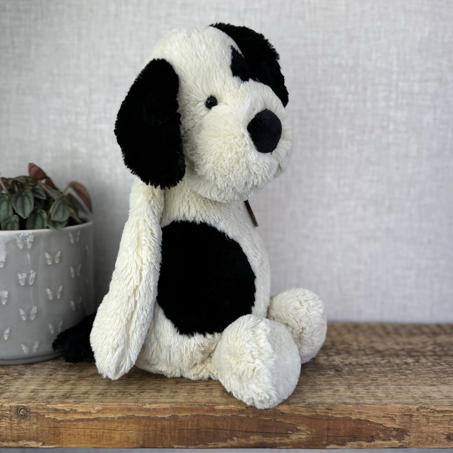 Jellycat Large Bashful Black/cream Puppy Dog - Large Dog Plush Retired Rare 16”