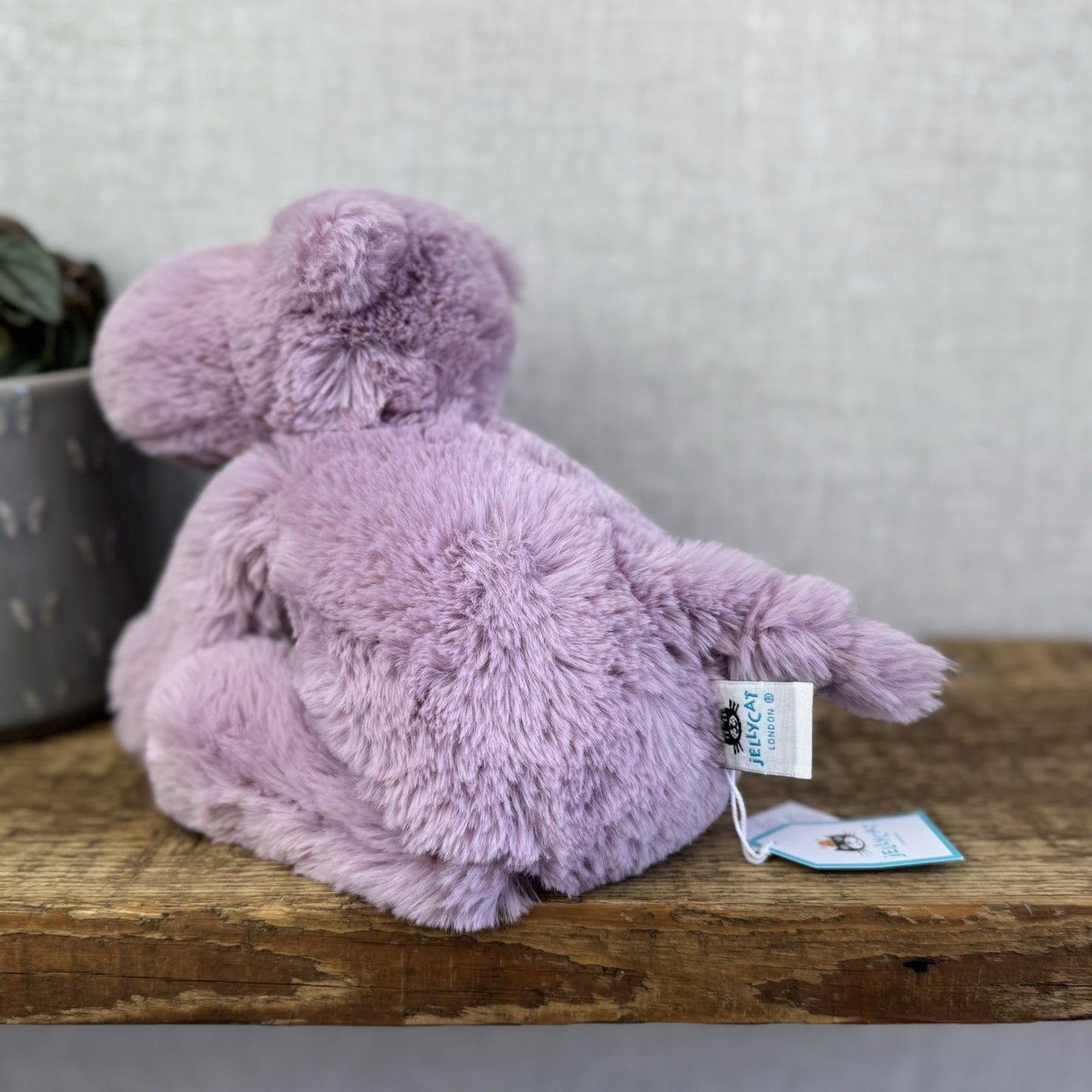 Jellycat Medium Smudge Hippo - Lilac Laying Hippo Beanie Plush Retired New 14”