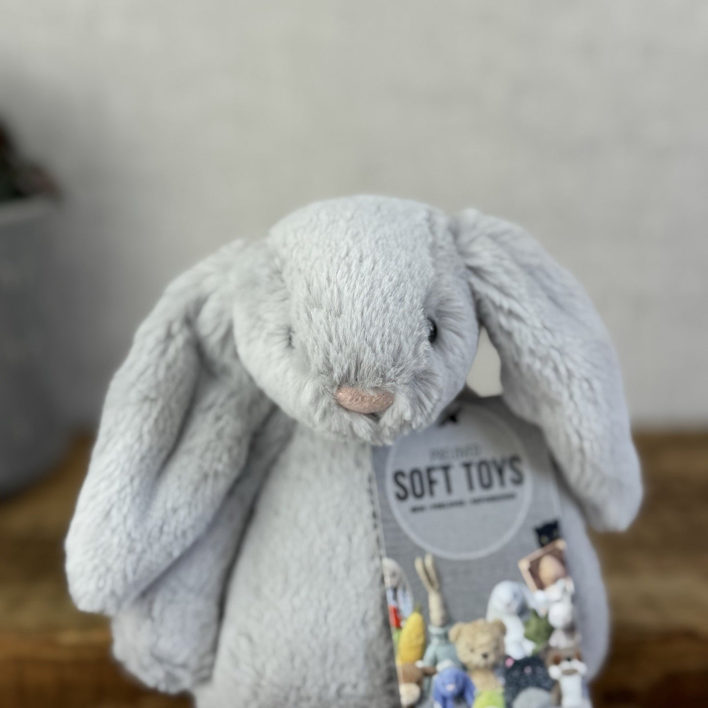 Jellycat Small Bashful Bunny Grey - Small Bunny White Tail Beanie NWOT 8”