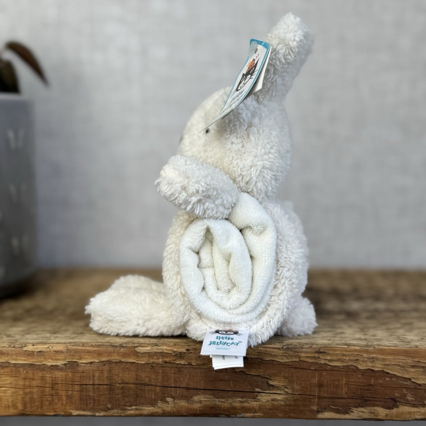 Jellycat Nugget Soother - White Bunny Roll Up Soother Bunny Retired Rare