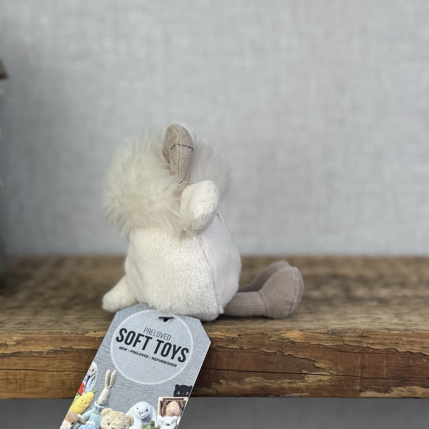 Jellycat Amuseabean Ram - Small Cream Beanie Goat Farm Animal Toy Retired 5”