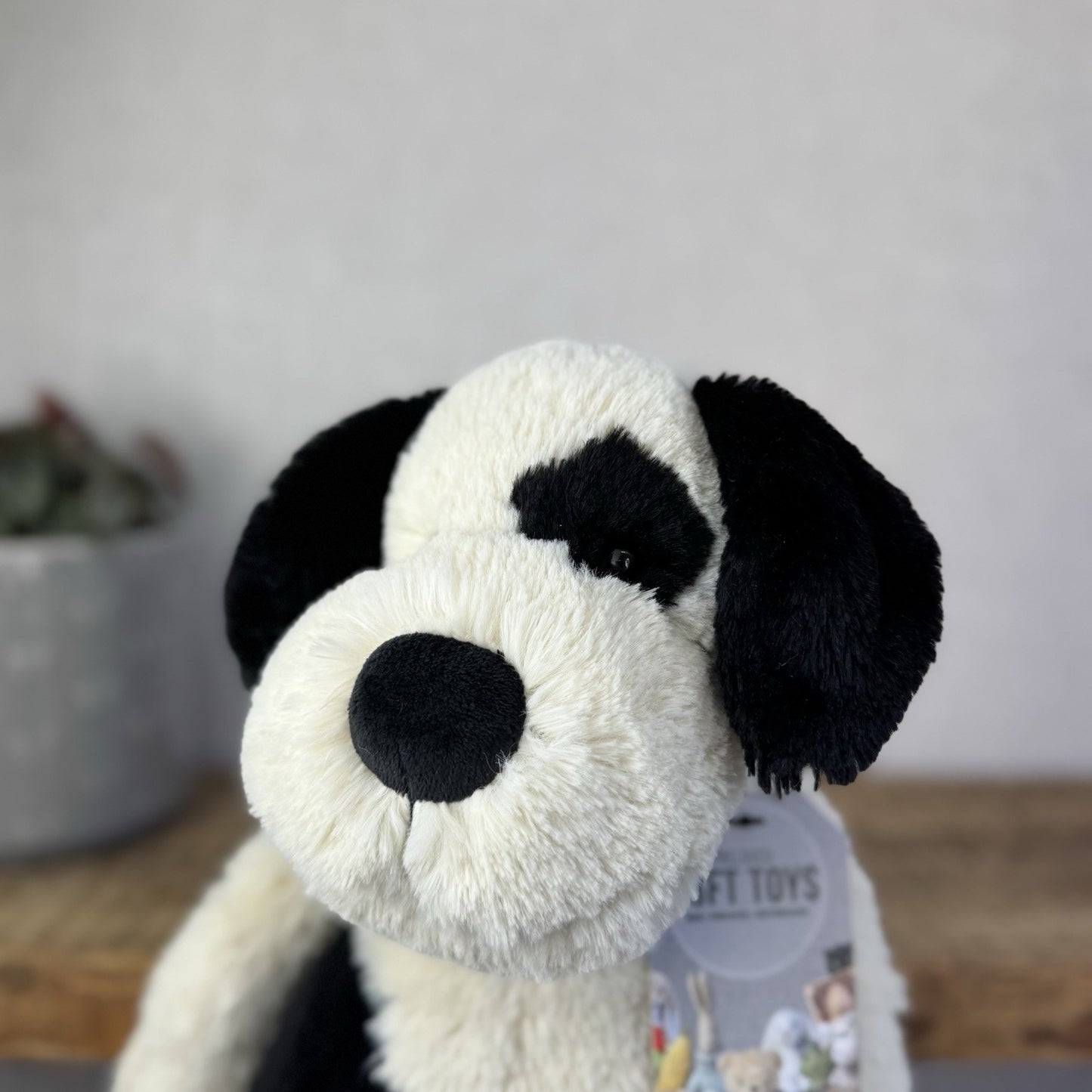 Jellycat Large Bashful Black/cream Puppy Dog - Large Dog Plush Retired Rare 16”