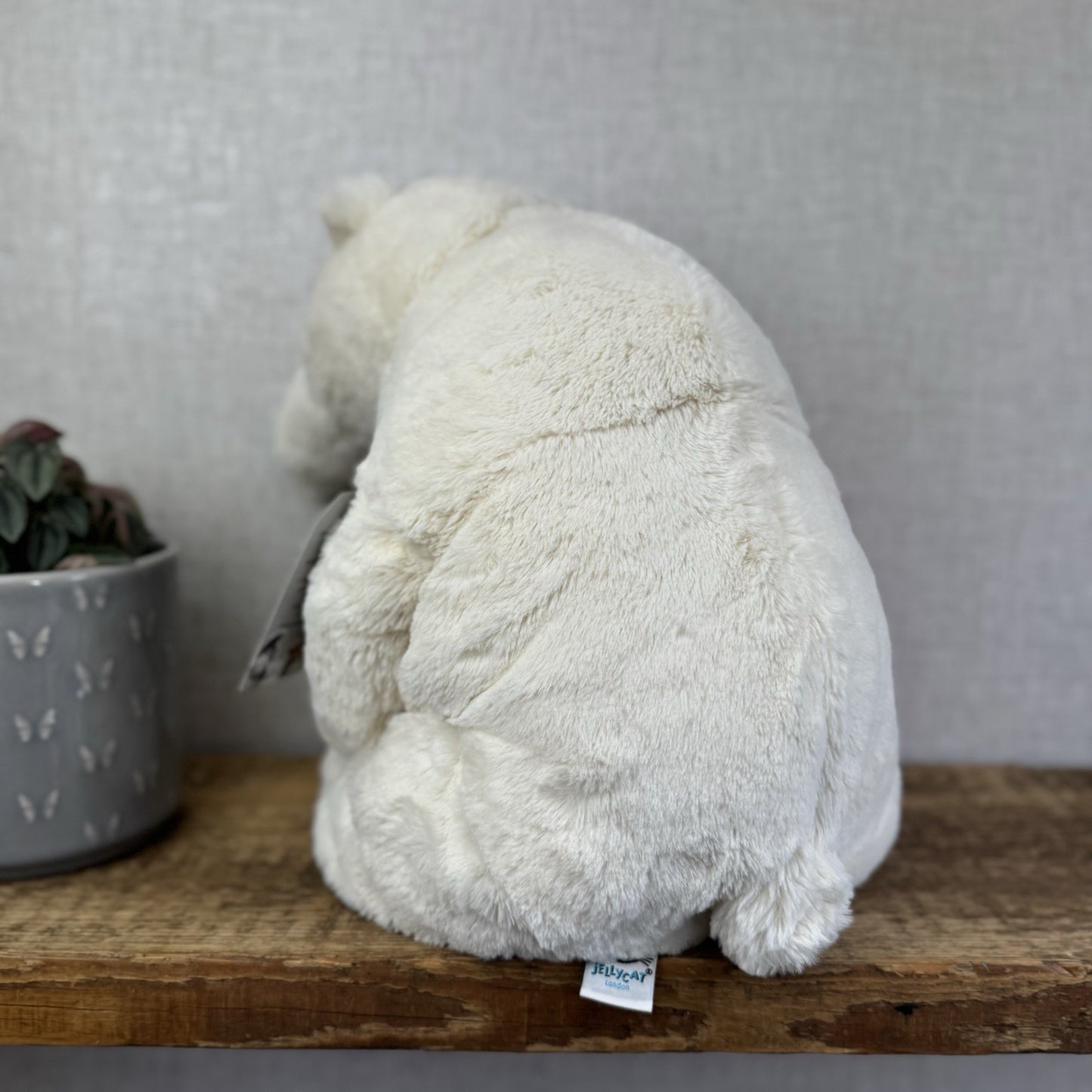 Jellycat Large Elwin Polar Bear - White Sitting Bear Plush Rare & Retired 16”