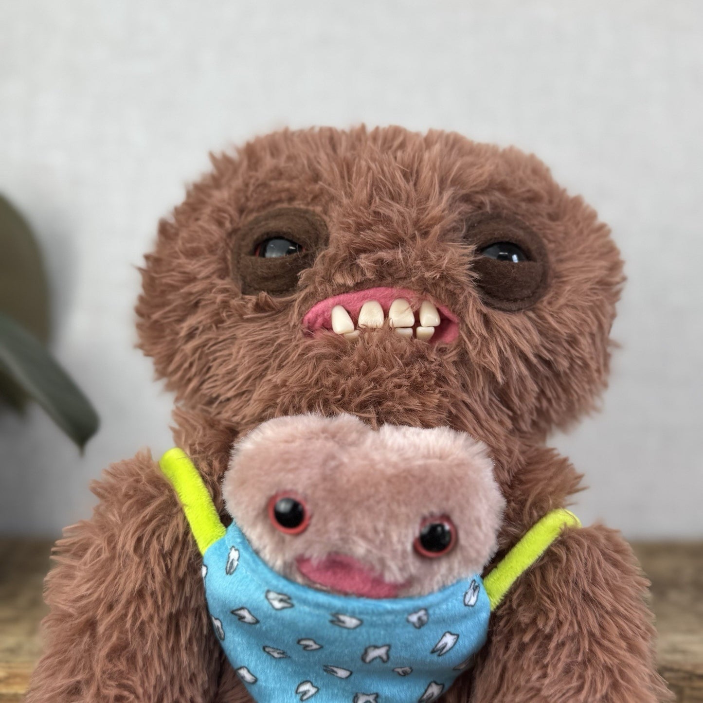 Fuggler Double Trouble - Squidge & Baby Brown Fluffy Funny Rare Monster With Box