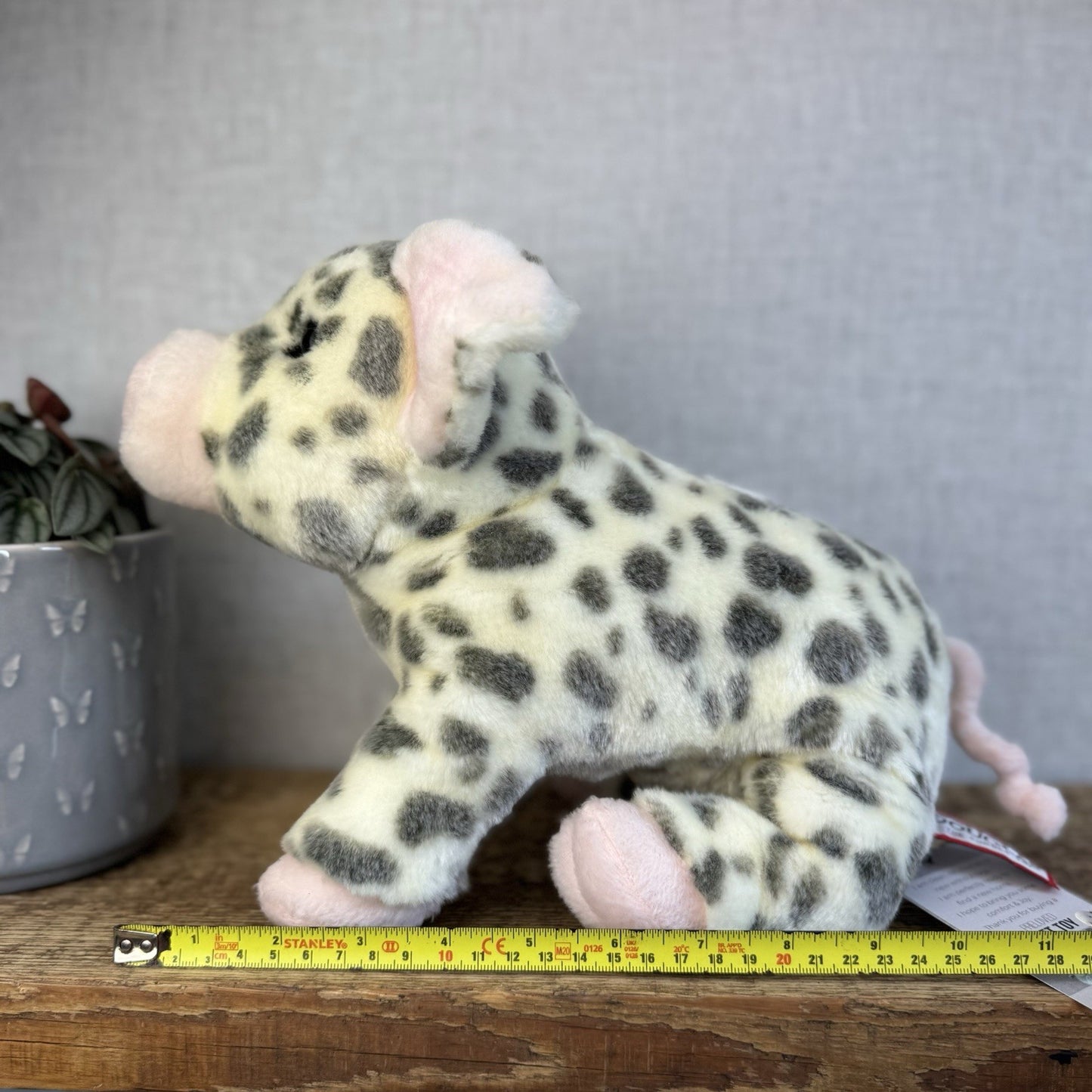 Douglas Cuddle Toys - Pauline Spotted Pig Cream/Grey Pig Medium 10"