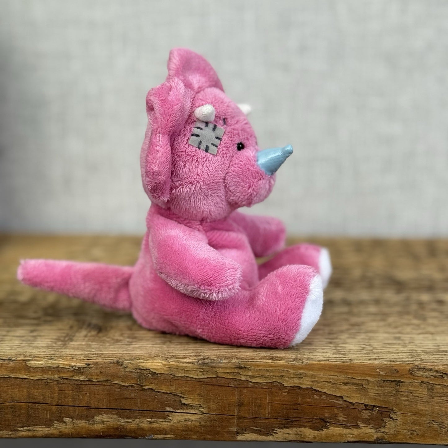 Blue Nose Friends Pudge Pink Triceritops Plush - Rare Pink Dinosaur Beanie Toy