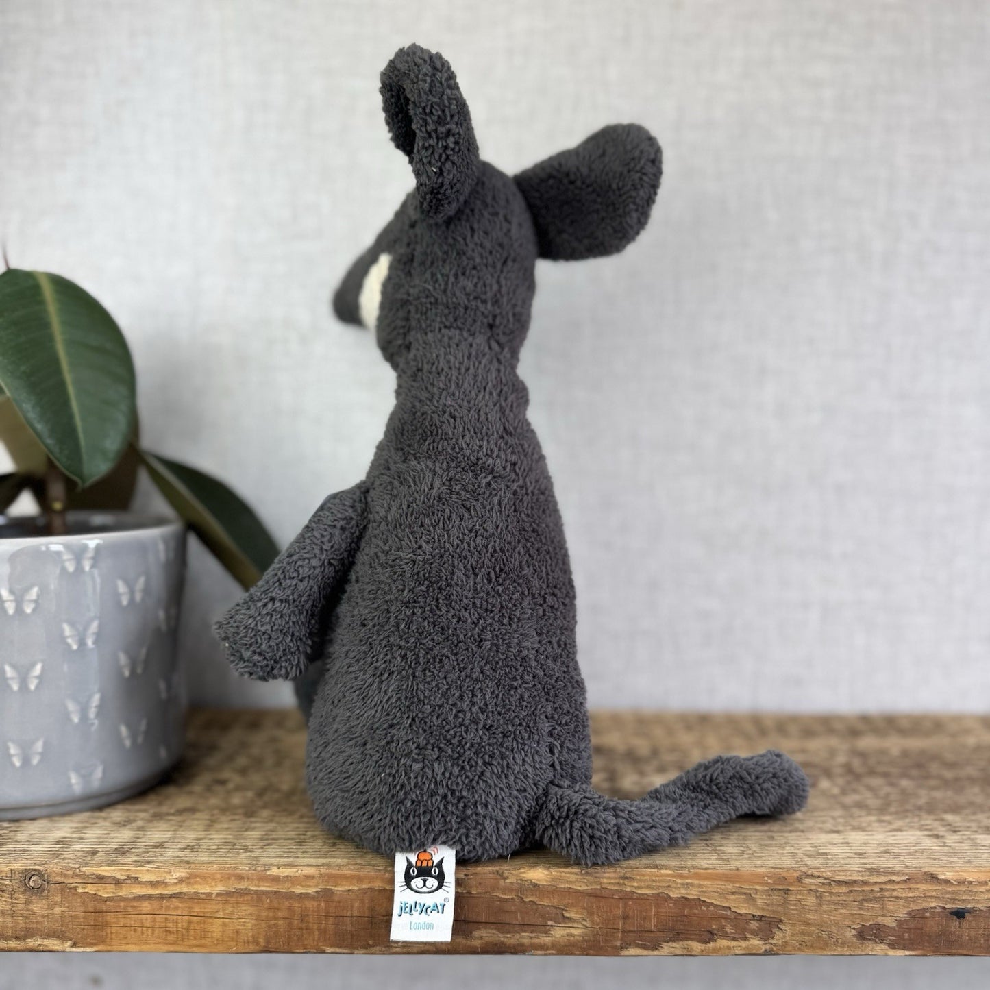 Jellycat Medium Toothy Rat - Large Black/Grey Rodent Smiling Rare Retired 16”