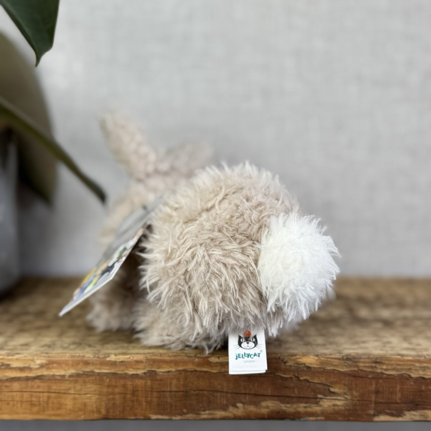 Jellycat Beige Hoppity Bunny Curly Fur Fluffy Angora Bunny Rabbit Small 6”