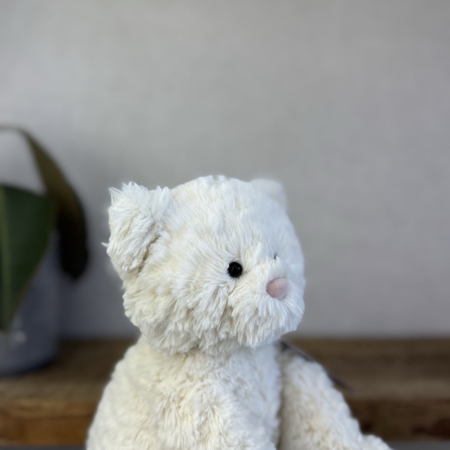 Jellycat Medium Fuddlewuddle Kitty - White Textured Sitting Cat Beanie Plush 8”