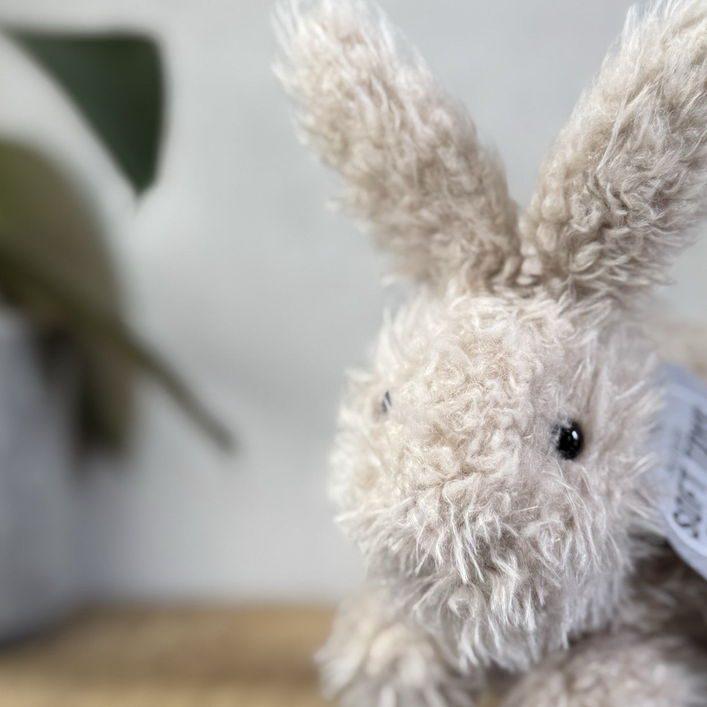 Jellycat Beige Hoppity Bunny Curly Fur Fluffy Angora Bunny Rabbit Small 6”
