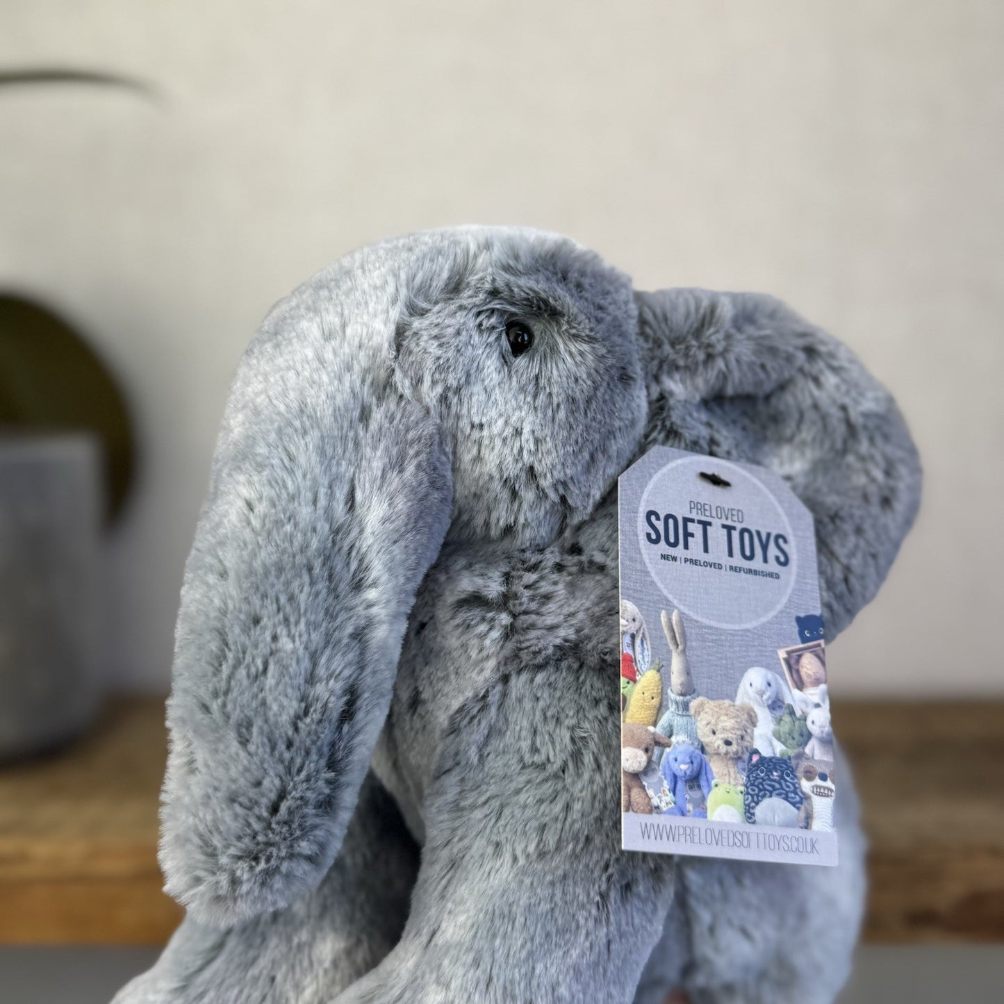Jellycat Medium Elly Elephant - Grey/Silver Mix Elephant Beanie Soft 8” (#2)