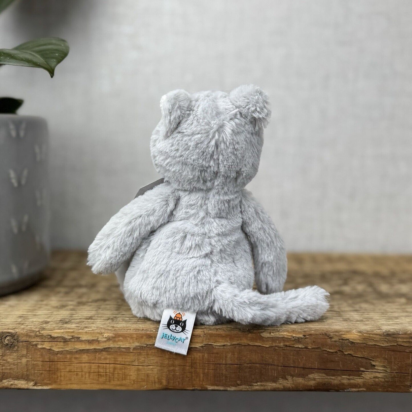 Jellycat Small Bashful Grey Kitty - Grey Cat White Face Small Plush Retired 7”