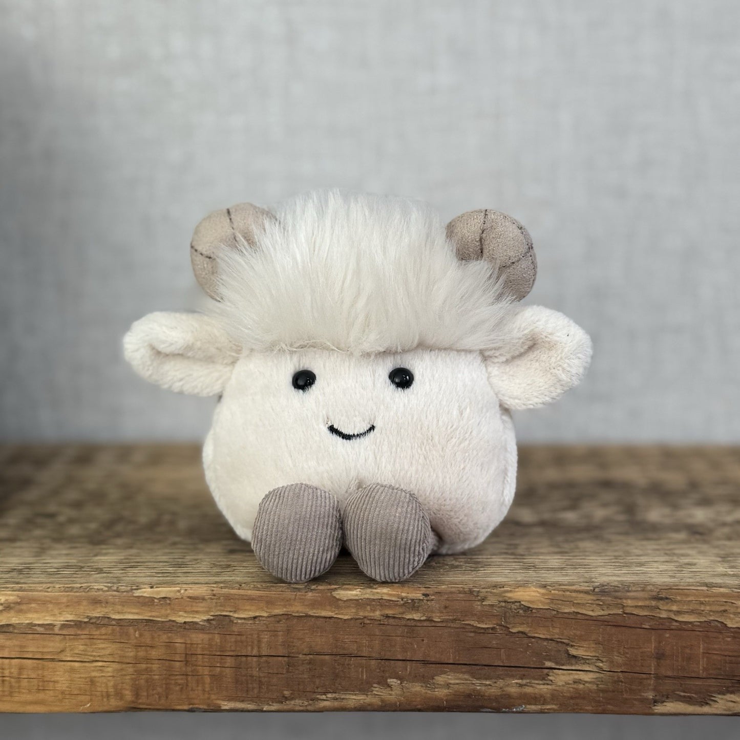 Jellycat Amuseabean Ram - Small Cream Beanie Goat Farm Animal Toy Retired 5”