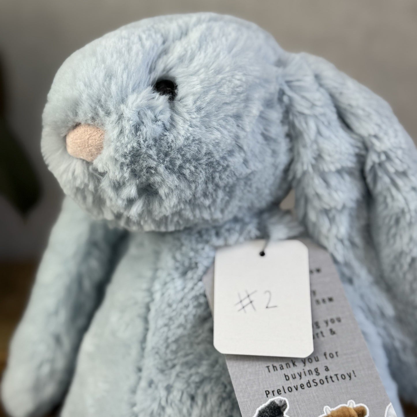 Jellycat Medium Bashful Blue Bunny - Baby Blue Rabbit Beanie Medium 12" (#2)