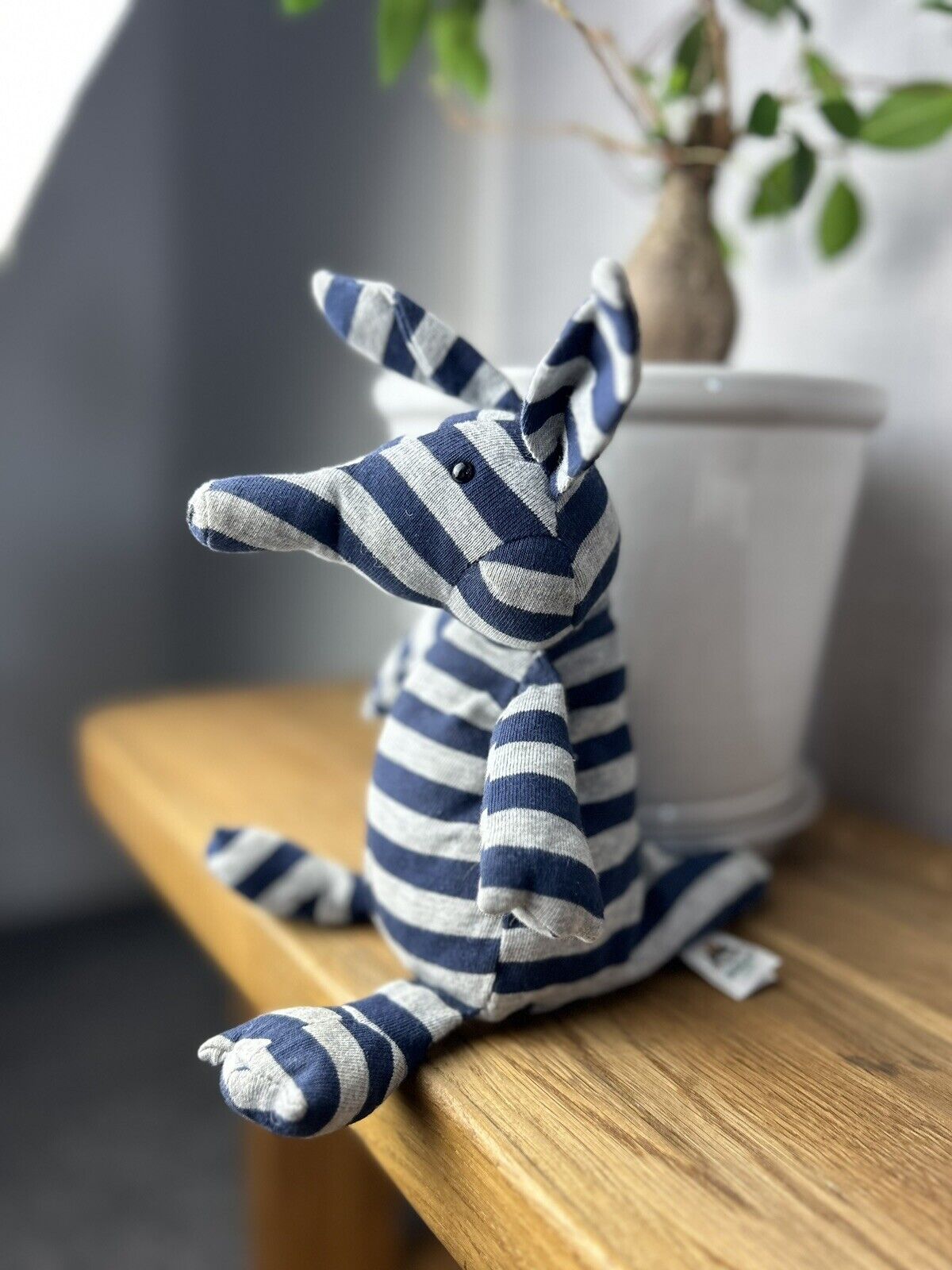 Jellycat Anton Aardvark - Striped Jellycet - Striped Aardvark - Small Navy