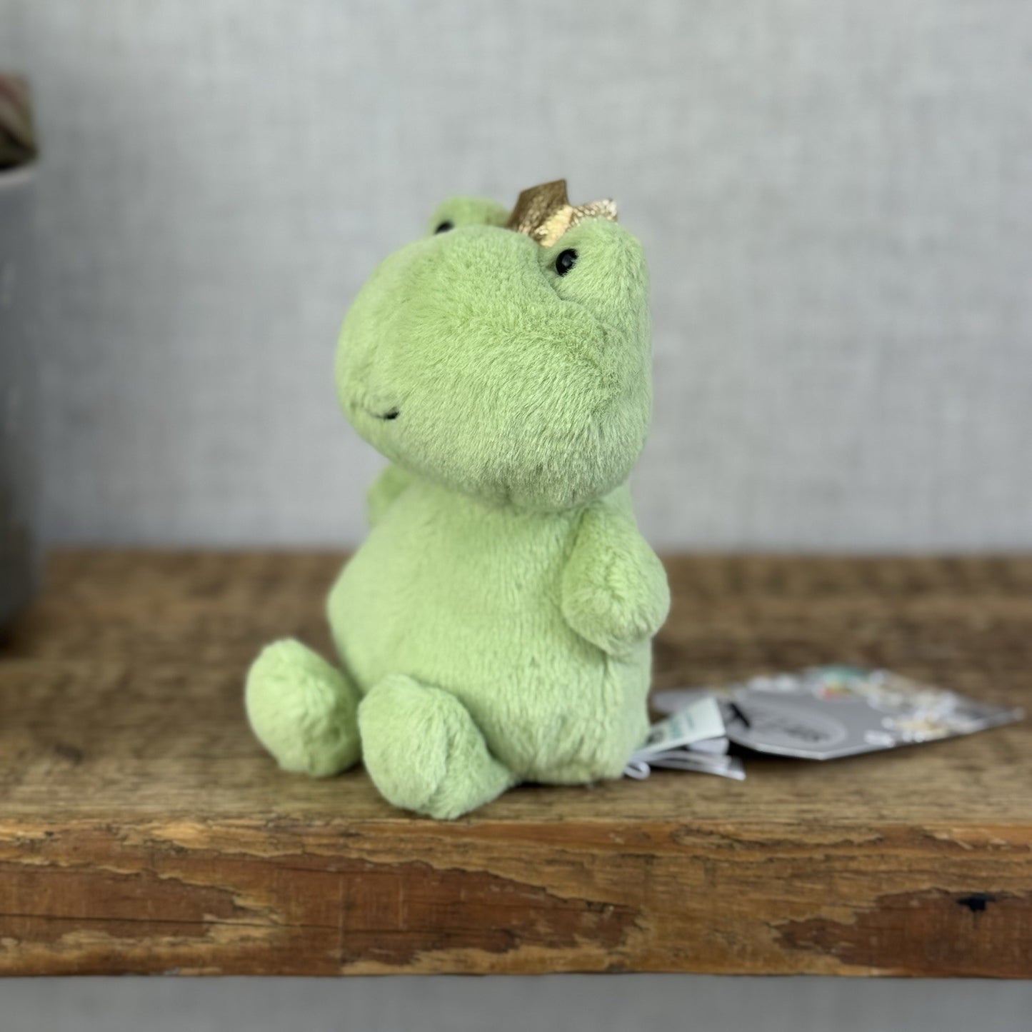 Jellycat Crowning Croaker Green Frog - Small Mini Beanie Frog In Crown Plush