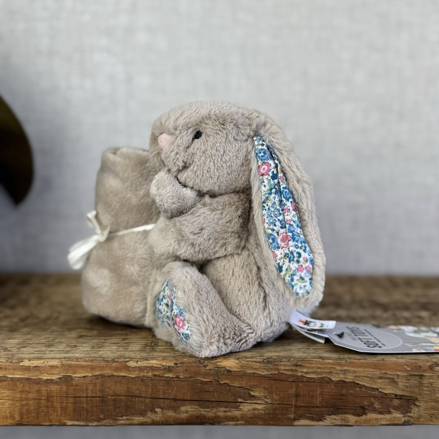 Jellycat Bashful L Beige Blossom Bunny Blue Soother - Retired New Without Tags