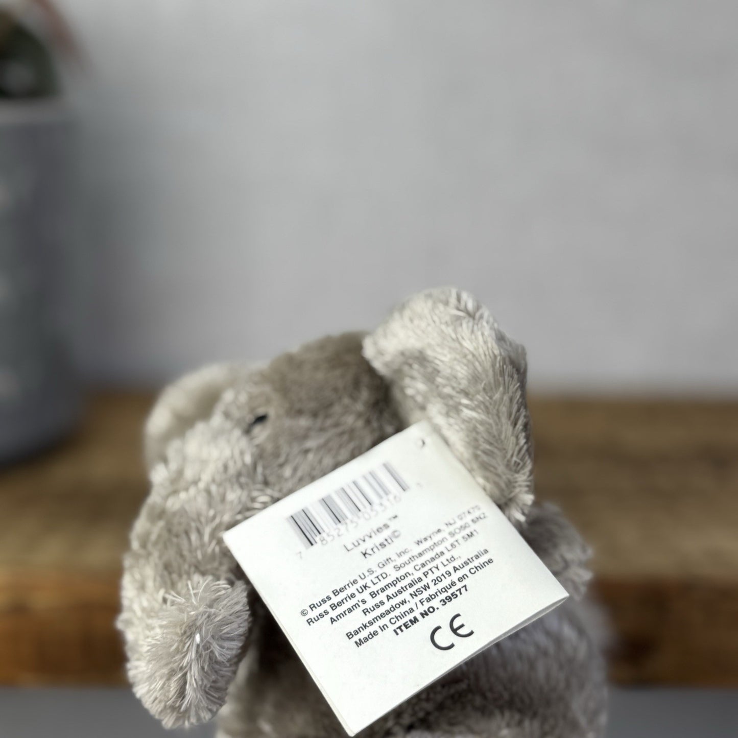 Russ Luvvies - Kristi Elephant Small Pudding Beanie Elephant New Tags 5"