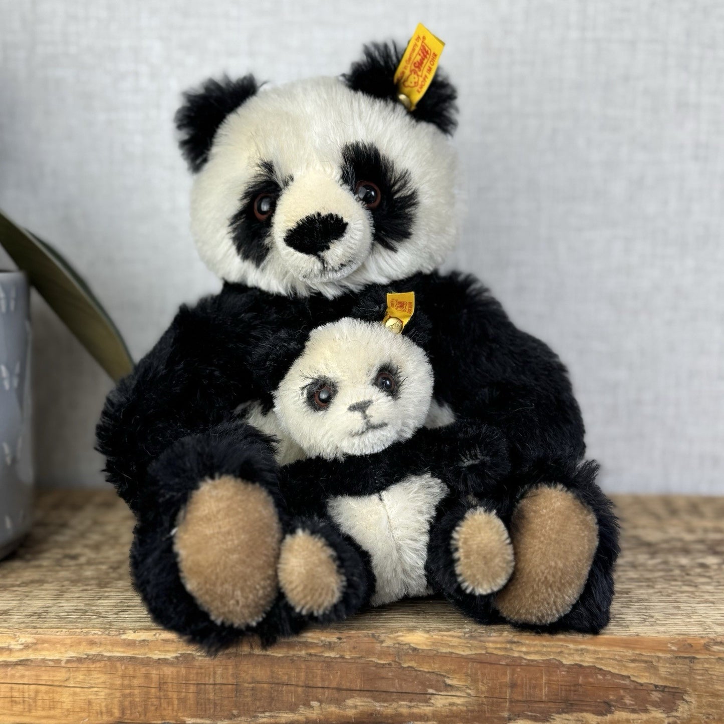 Steiff Vintage Panda Bear & Baby - Mohair Panda Rare Small 660818 Collector Item