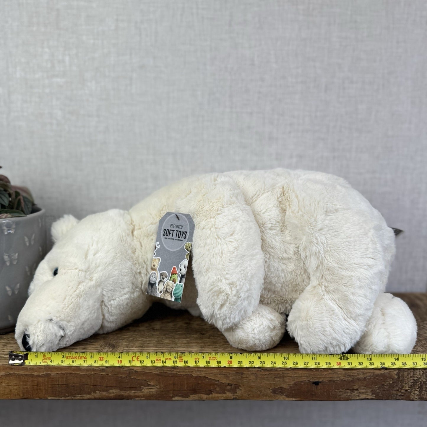 Jellycat Large Elwin Polar Bear - White Sitting Bear Plush Rare & Retired 16”