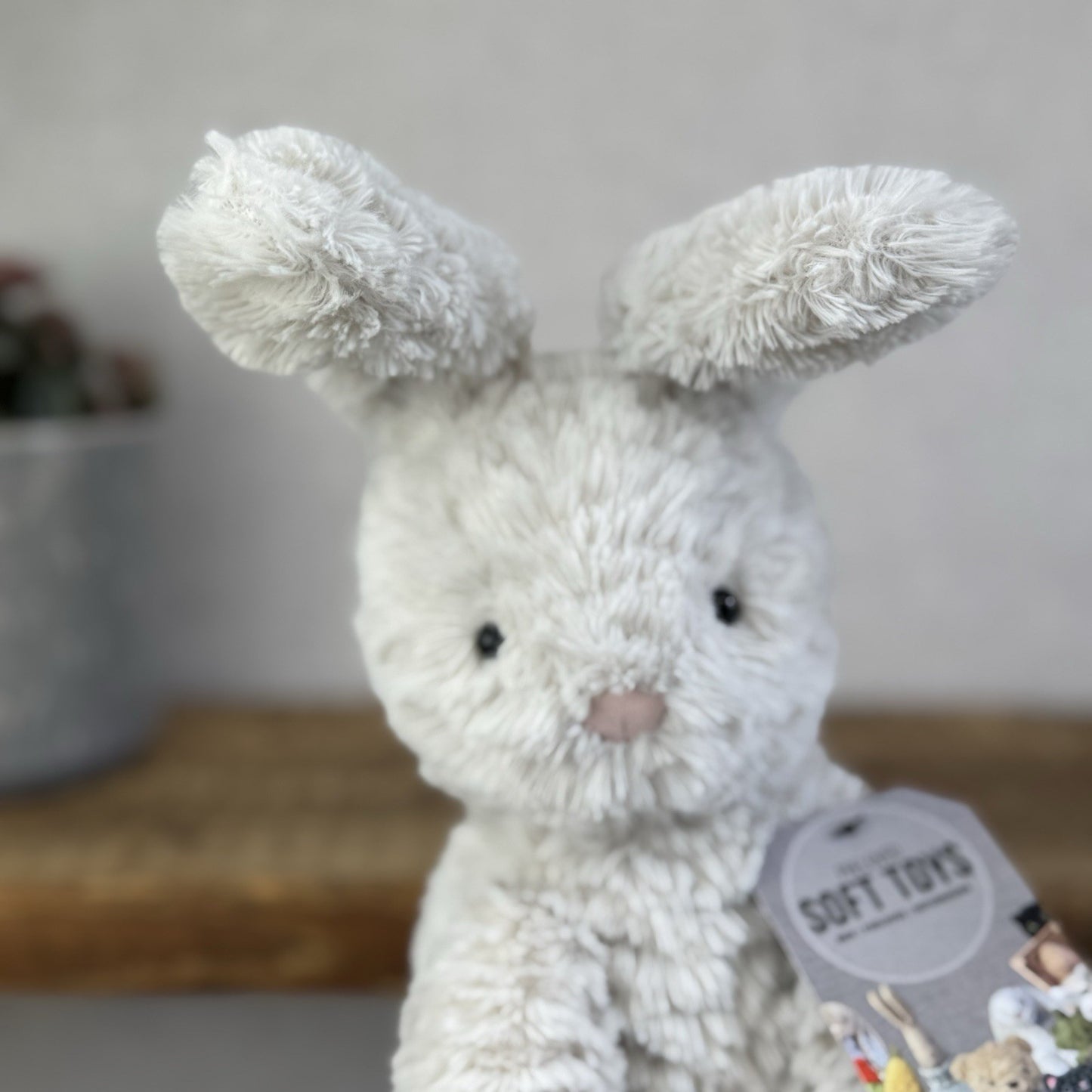 Jellycat Medium Fuddlewuddle Grey Bunny Rabbit - Texture Sitting Bunny 9” Rare