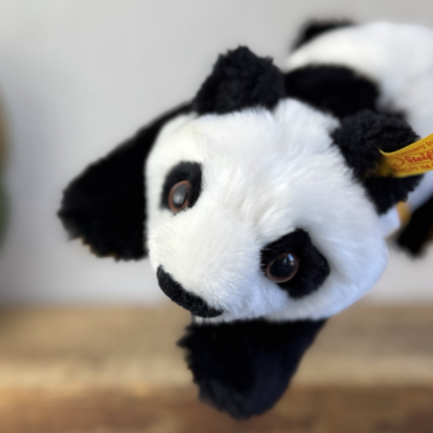 Steiff Small Lying Manschli Panda - New With Tags Vintage Small Laying Panda 9"
