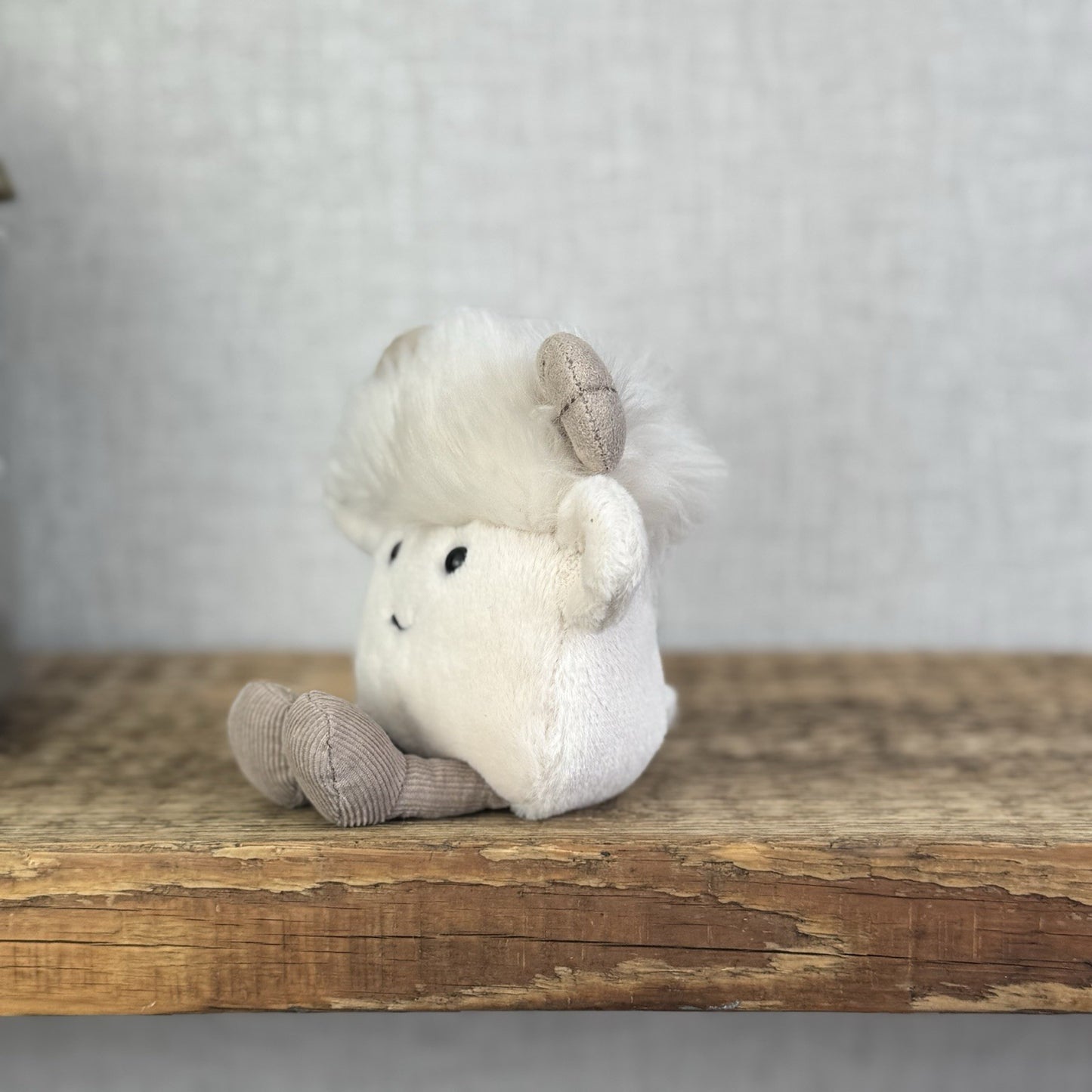 Jellycat Amuseabean Ram - Small Cream Beanie Goat Farm Animal Toy Retired 5”