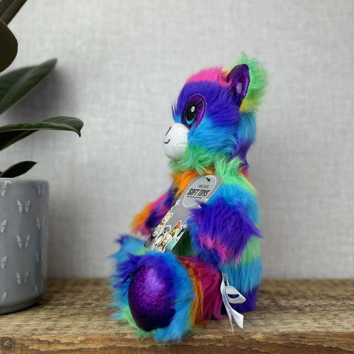 BAB Build A Bear Lisa Frank Shaggy Rainbow Bear - Fluffy Rainbow BAB Rare 10"