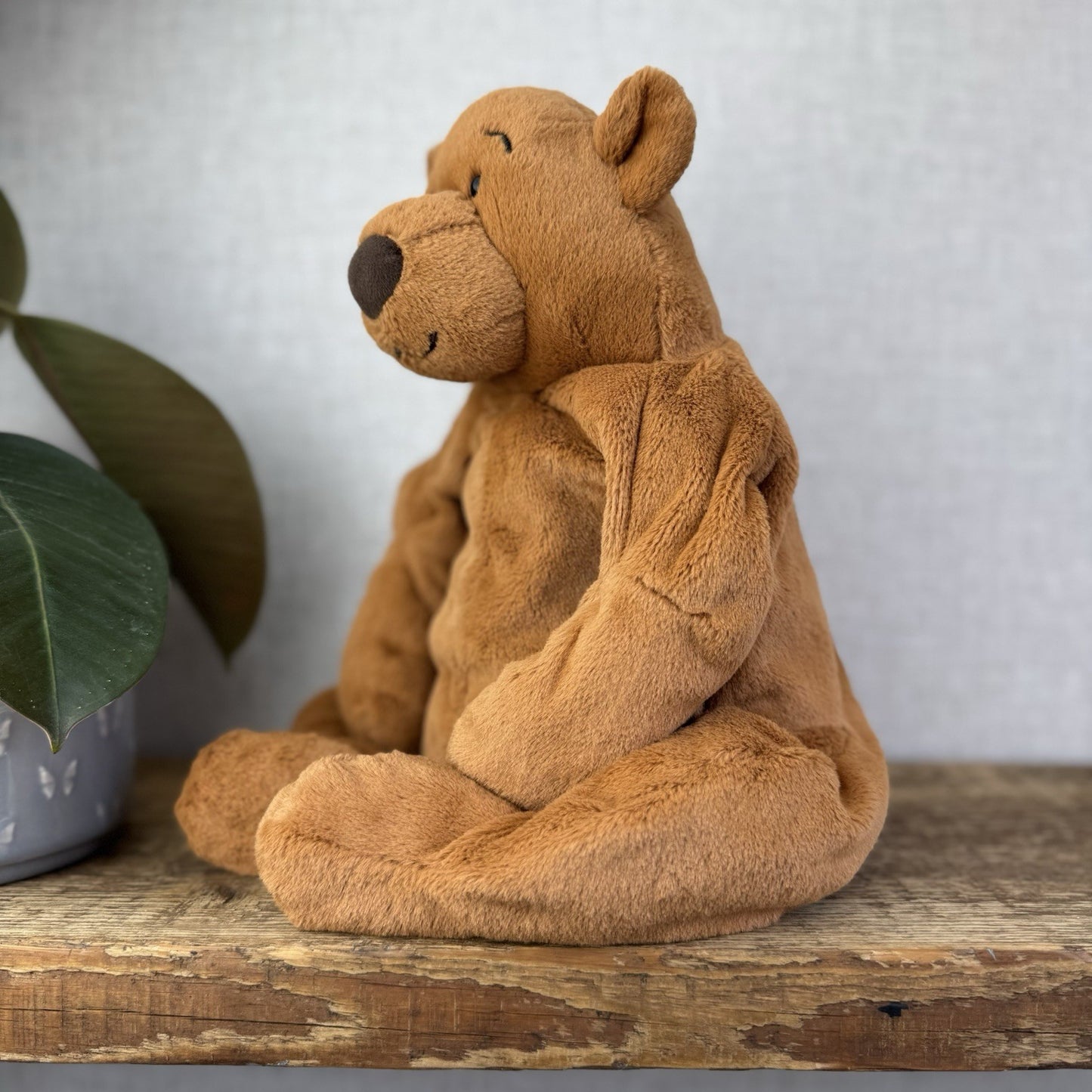 Jellycat Rumpletum Bear - Brown Suede Bear Soft Toy Beanie Retired Medium 14"