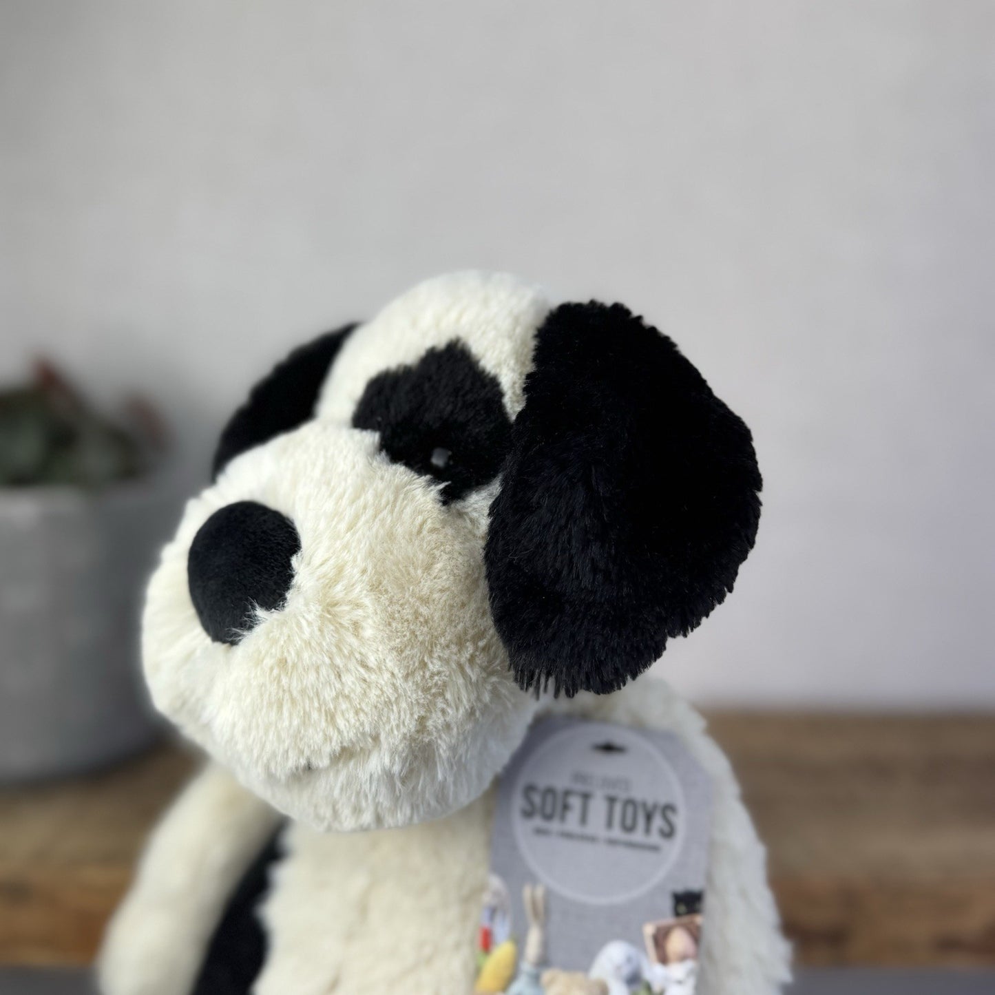 Jellycat Large Bashful Black/cream Puppy Dog - Large Dog Plush Retired Rare 16”