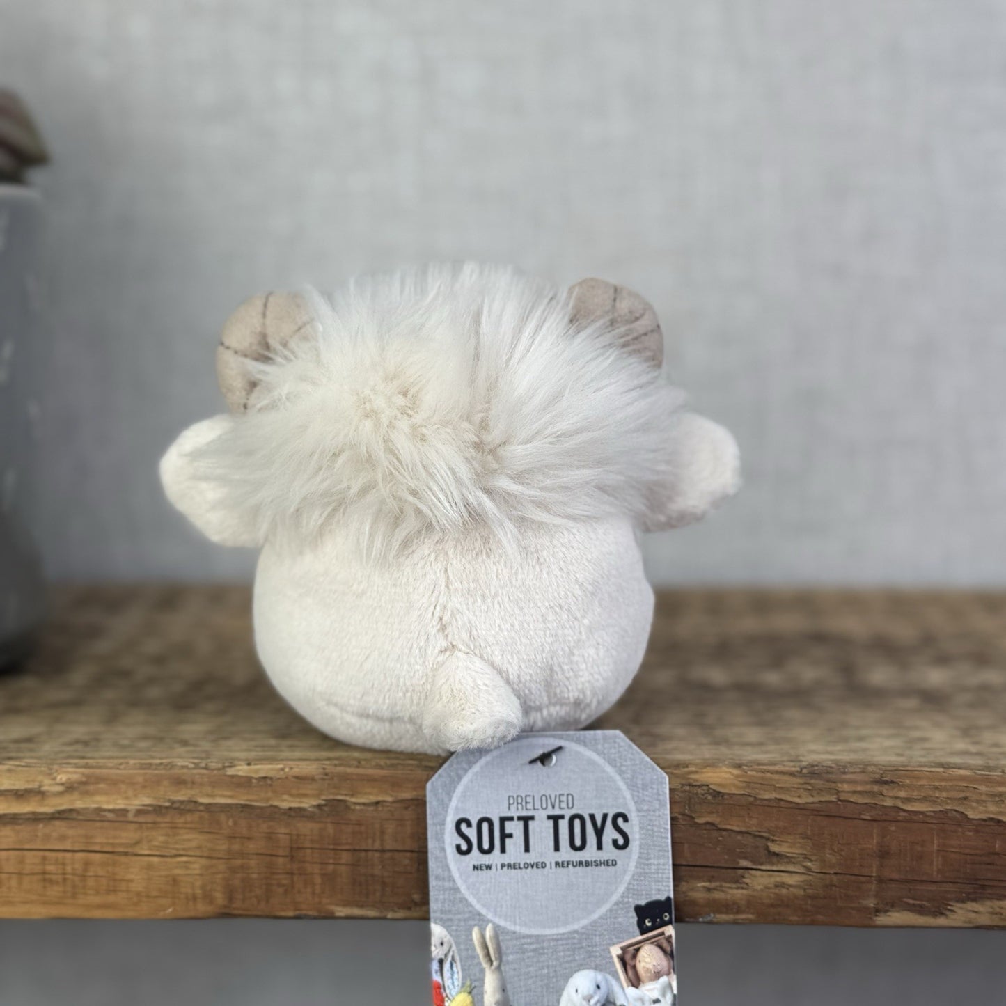 Jellycat Amuseabean Ram - Small Cream Beanie Goat Farm Animal Toy Retired 5”