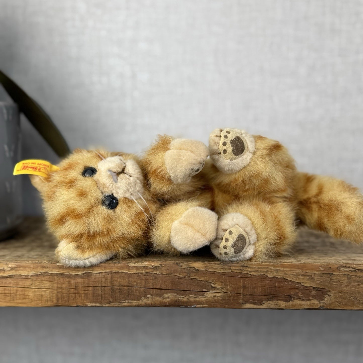 Steiff Minka Kitten - Small Ginger Kitten Tabby Cat Side Laying 074578 9”