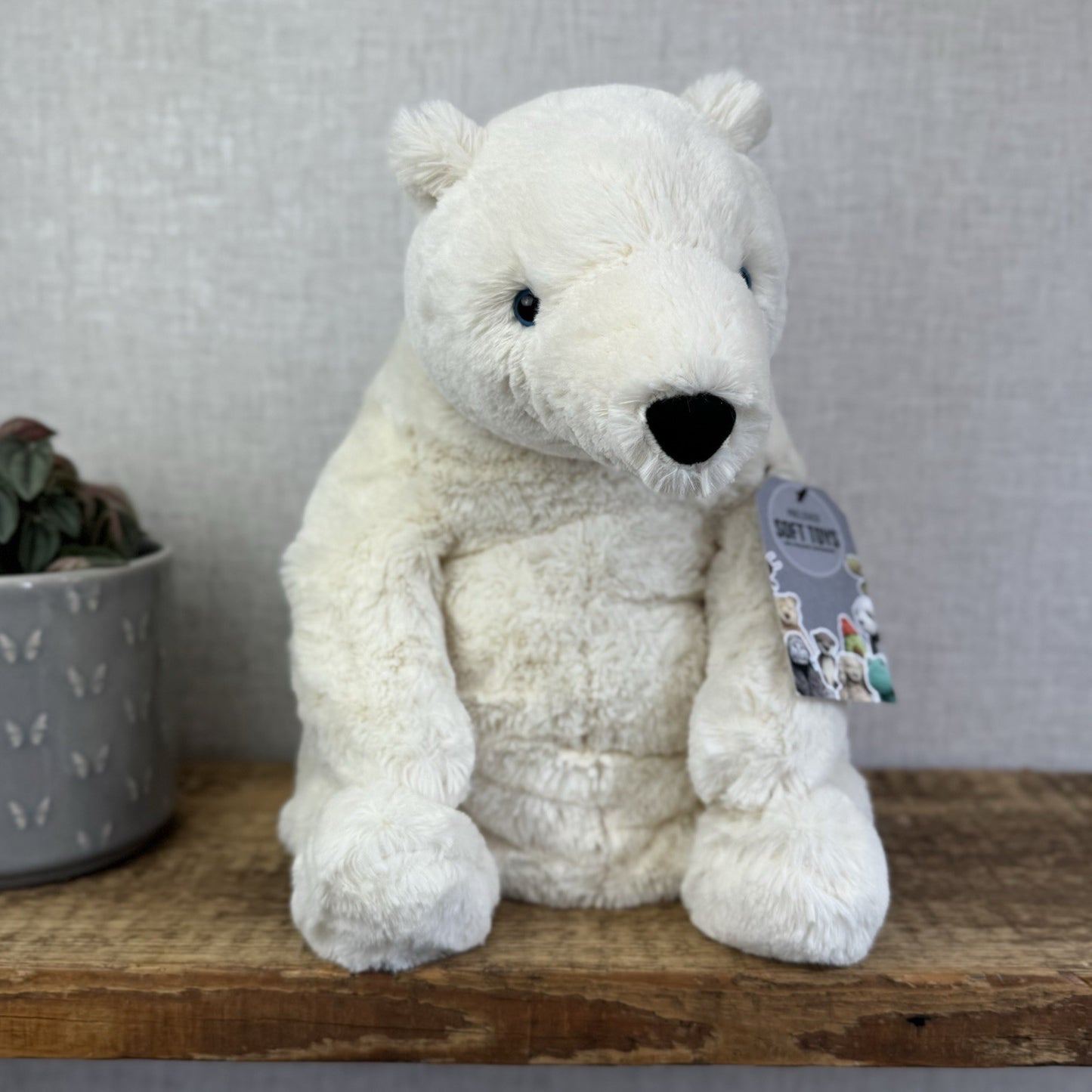 Jellycat Large Elwin Polar Bear - White Sitting Bear Plush Rare & Retired 16”