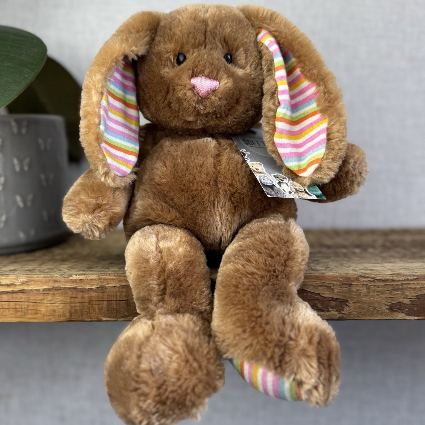 GUND Hoppy Days Floppity Bunny Rabbit 320014 Multi Striped Paws/Ears Beanie 12”