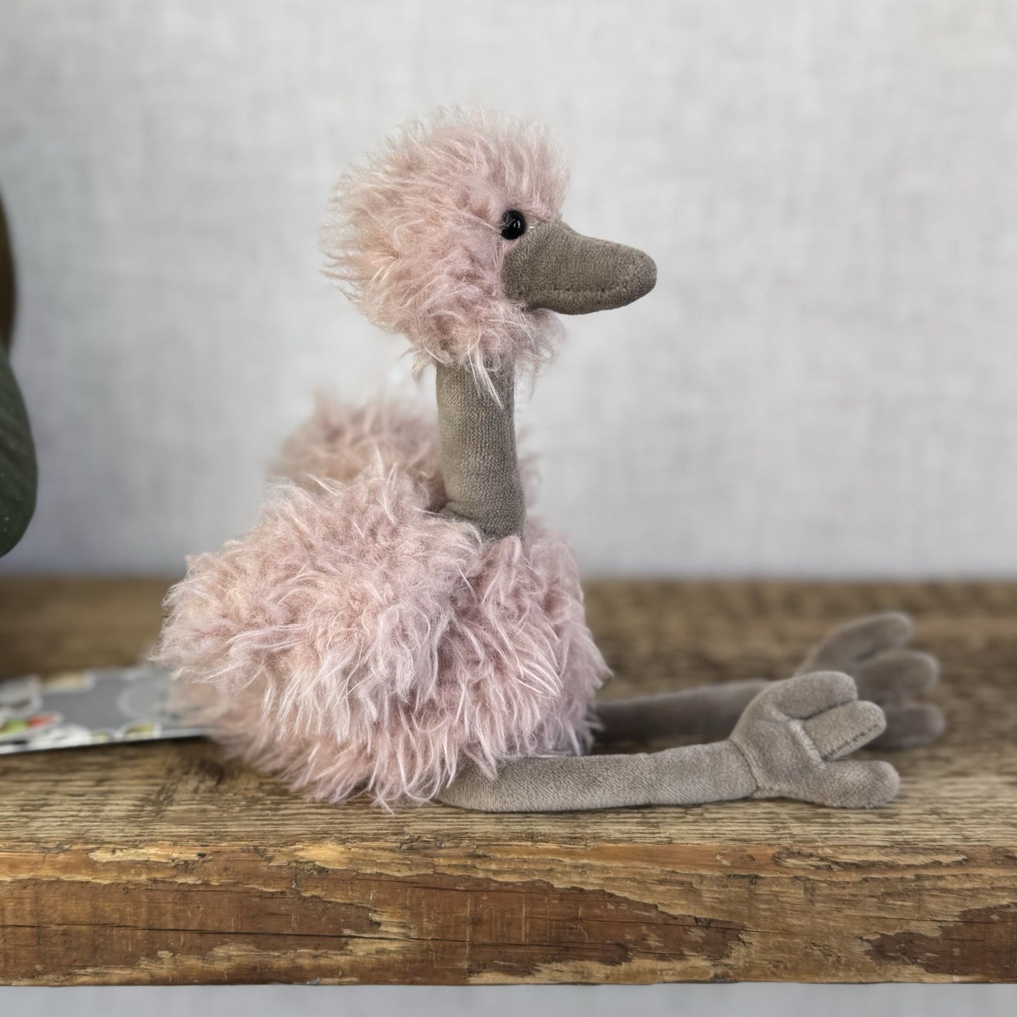 Jellycat Bonbon Ostrich Plush Toy - Small Fluffy Pink Ostrich Beanie Retired 10”