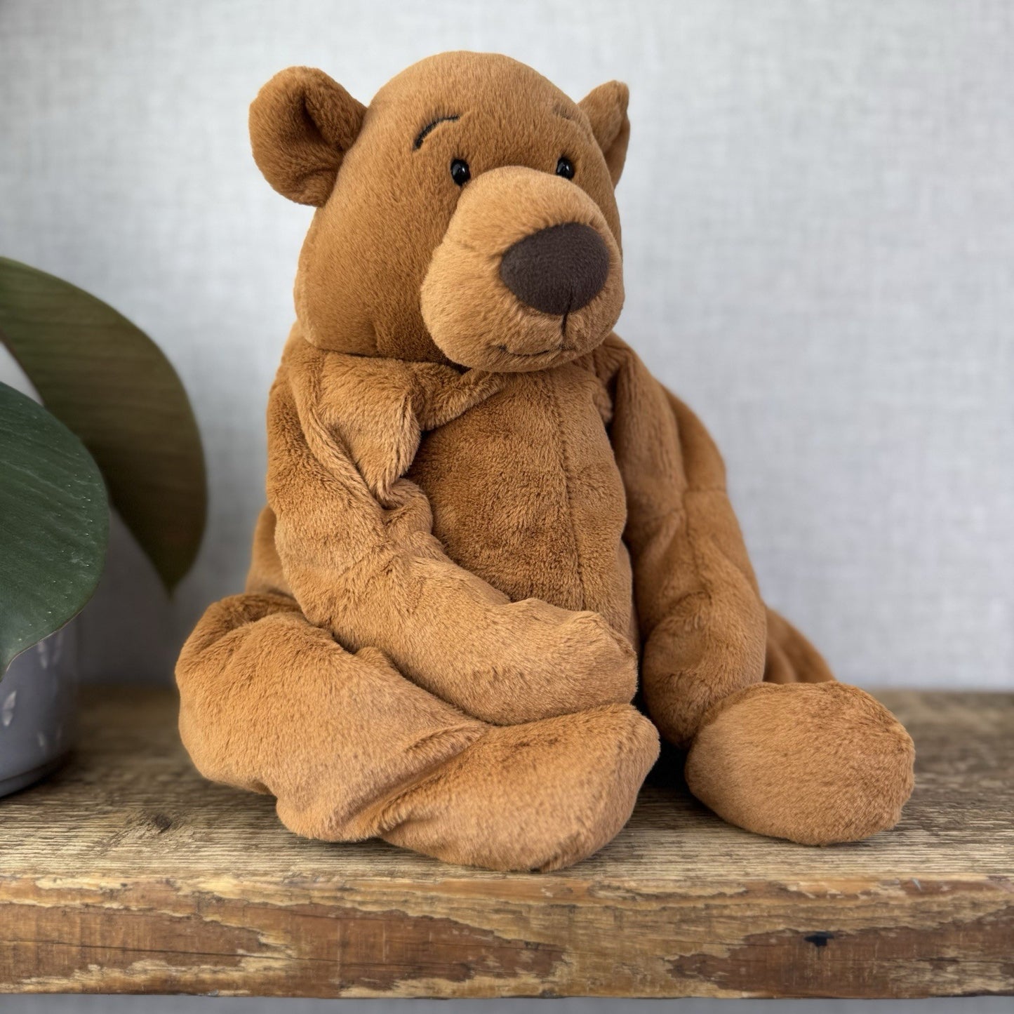 Jellycat Rumpletum Bear - Brown Suede Bear Soft Toy Beanie Retired Medium 14"