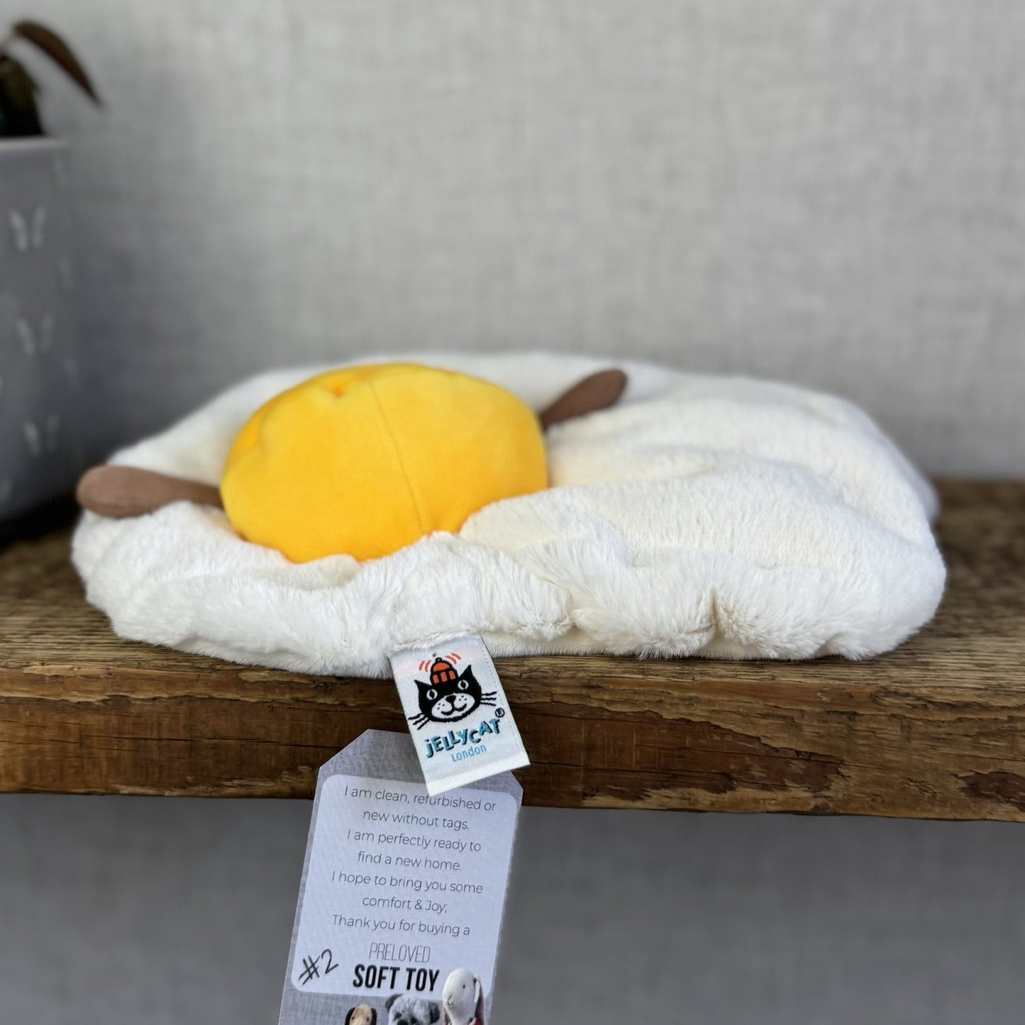 Jellycat Amuseable Fried Egg - Retired Egg Soft Toy Food Beanie Plush 8” (#2)
