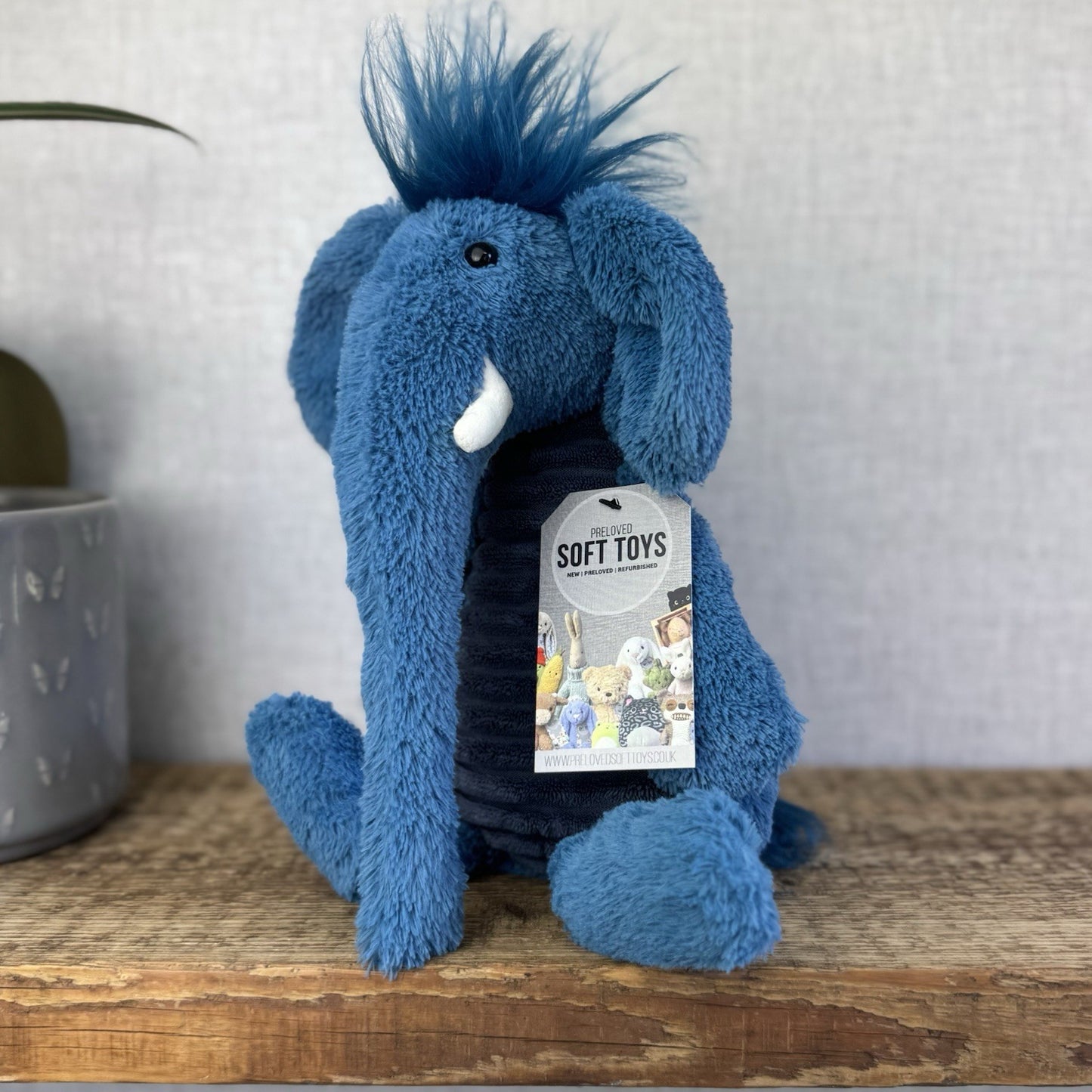 Jellycat Alfred Elephant Blue Cordy Elephant SnaggleBaggle Medium Beanie NWOT
