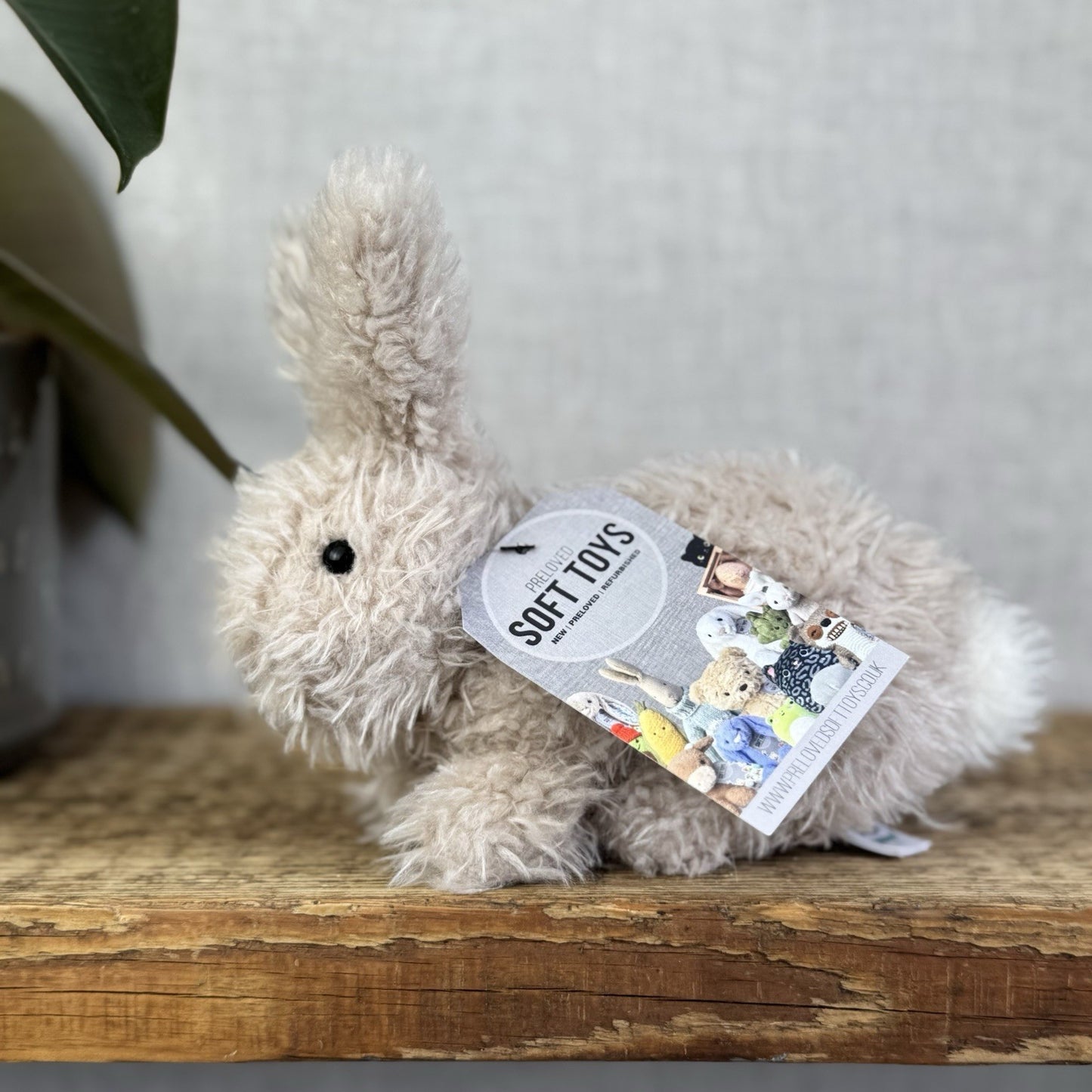 Jellycat Beige Hoppity Bunny Curly Fur Fluffy Angora Bunny Rabbit Small 6”