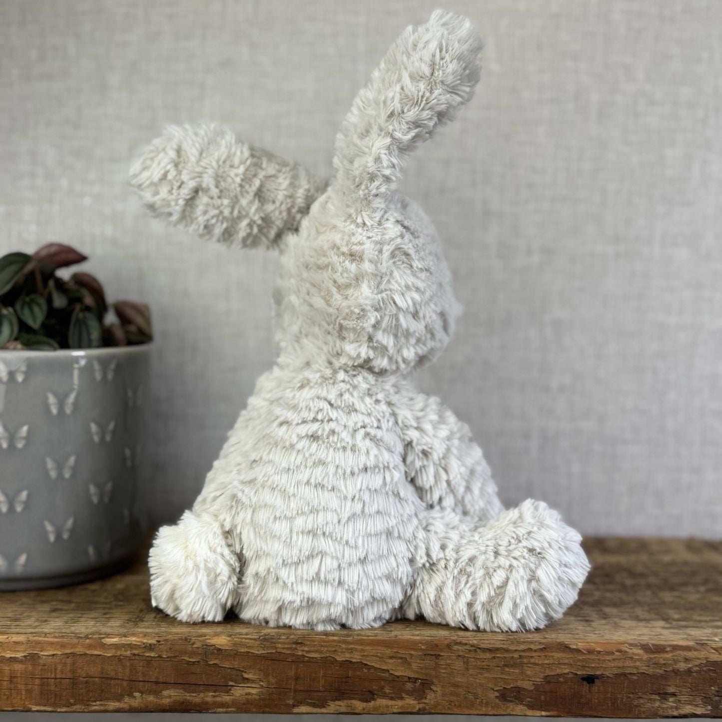Jellycat Medium Fuddlewuddle Grey Bunny Rabbit - Texture Sitting Bunny 9” Rare