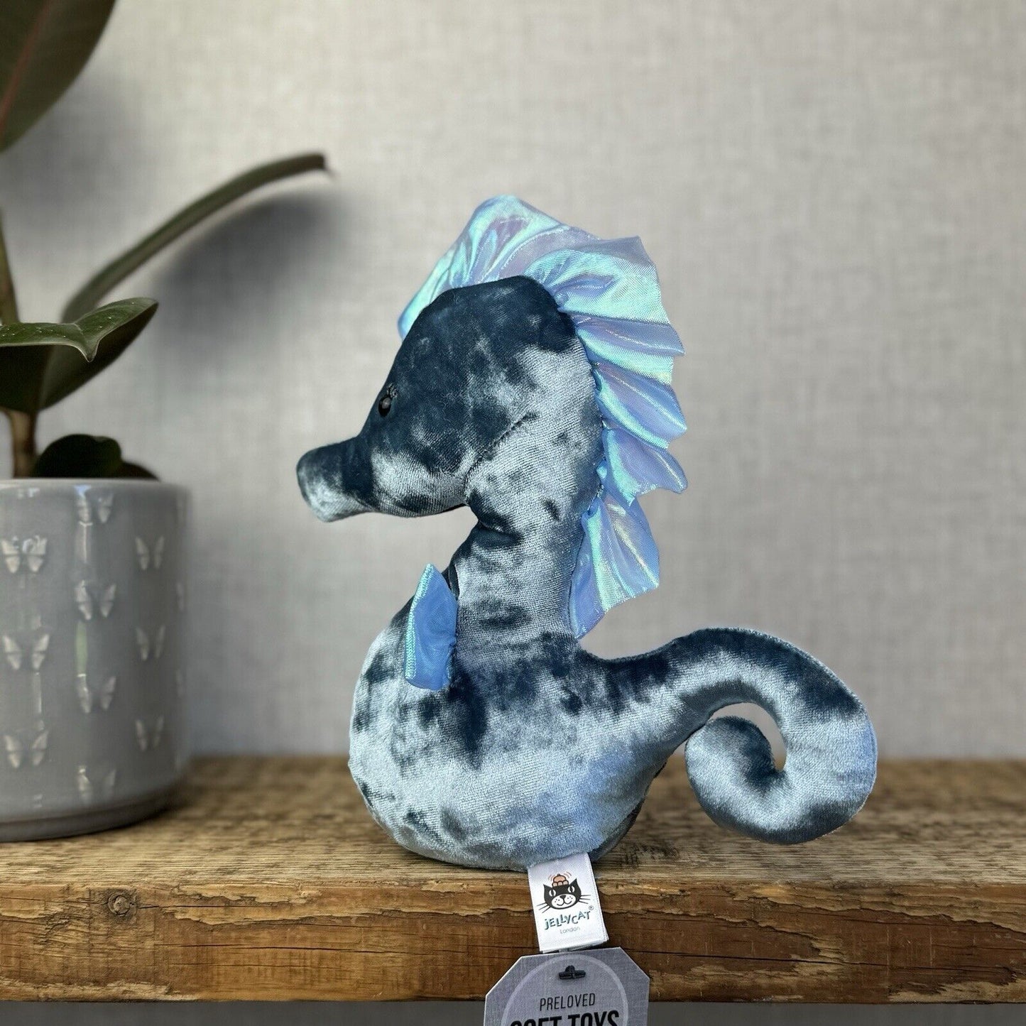 Jellycat Coral Cutie Seahorse - Light Blue Velour Sea Creature Seahorse Plush 8”