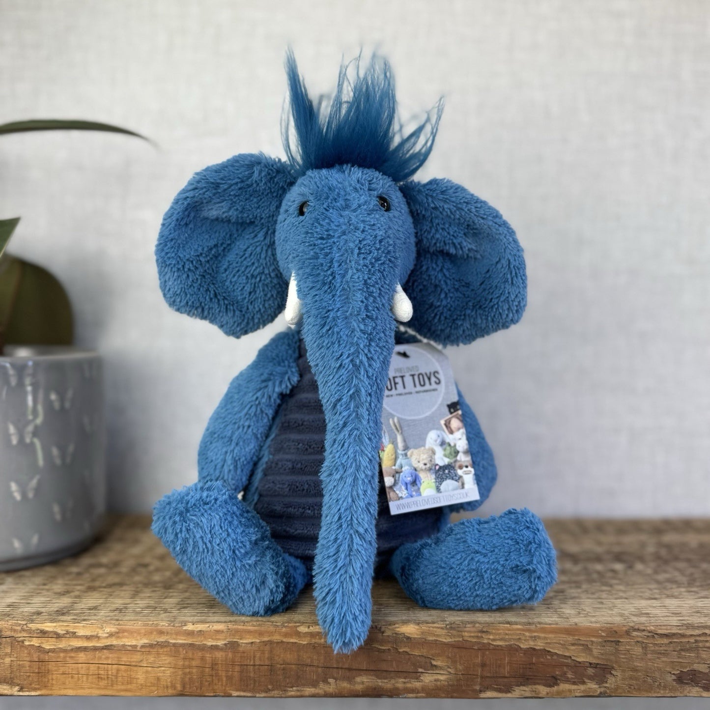 Jellycat Alfred Elephant Blue Cordy Elephant SnaggleBaggle Medium Beanie NWOT
