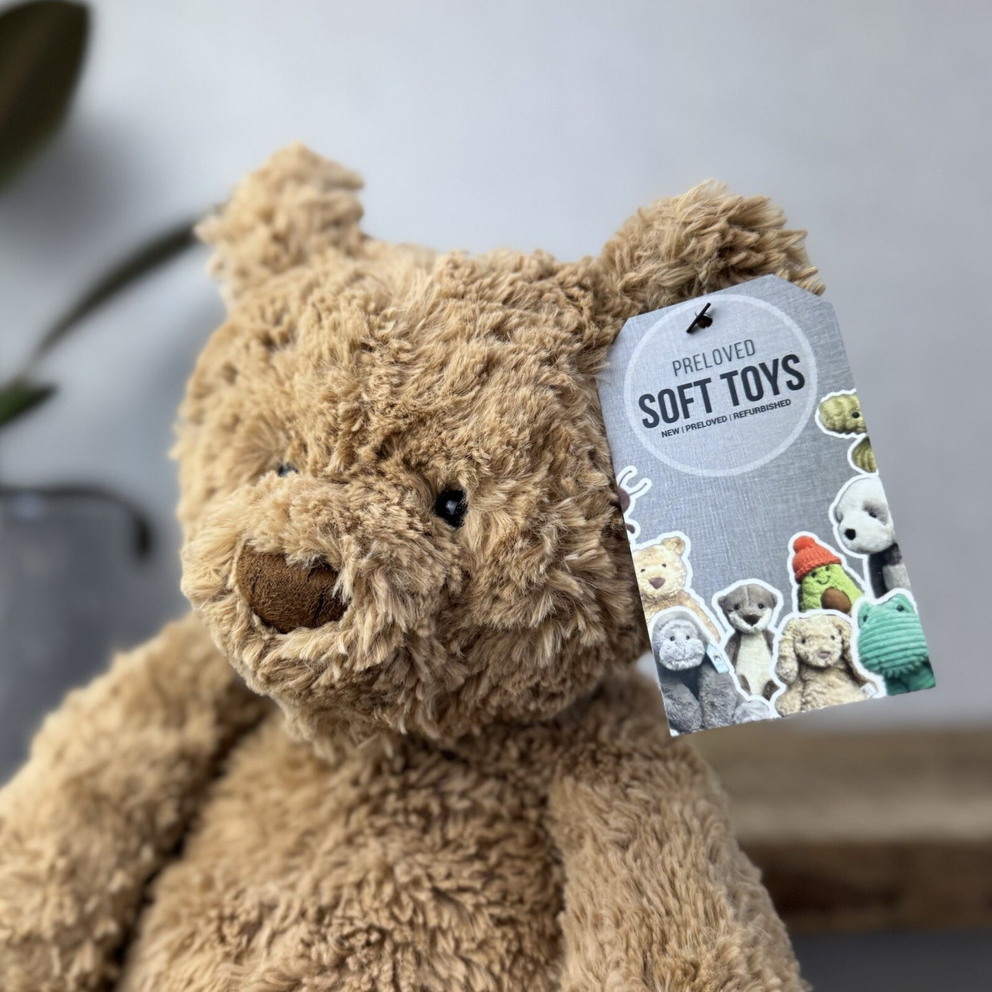 Jellycat Large Bartholemew Bear - Jellycat Textured Tan Sitting Bear Plush 14”